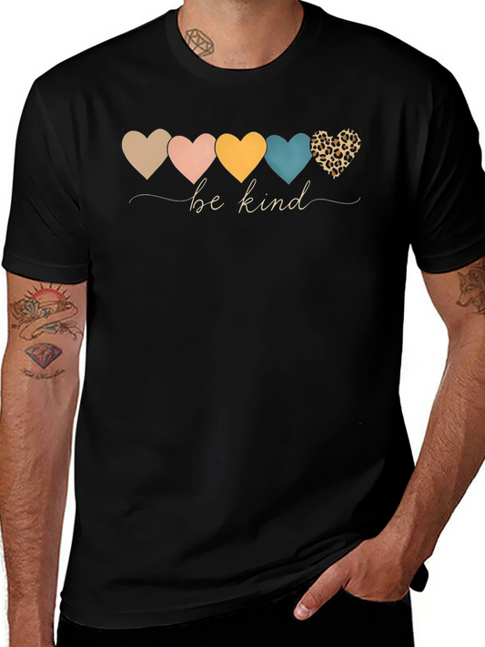 Be Kind Heart Print Black Crew Neck T-Shirt