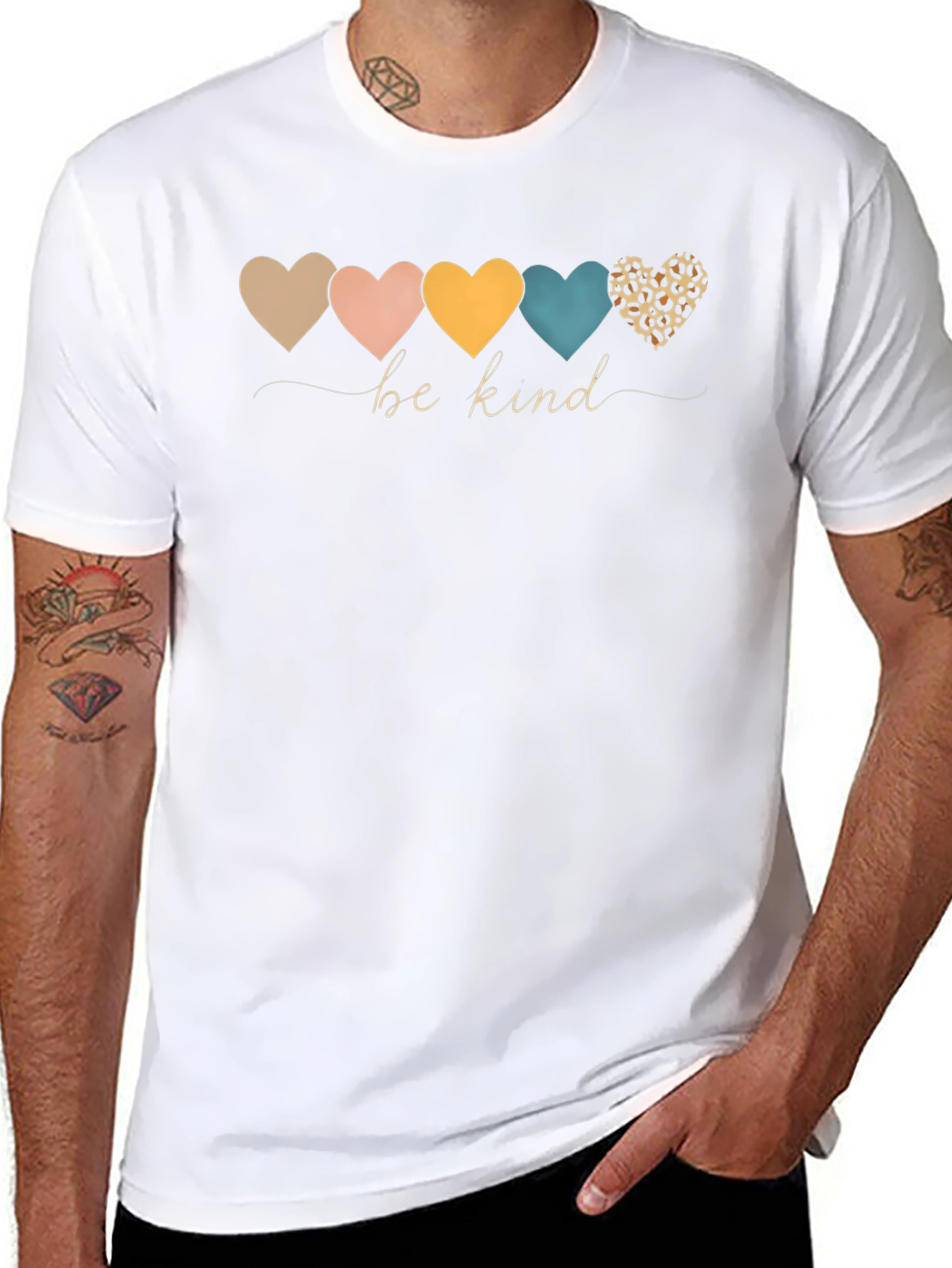 Be Kind Heart Print Black Crew Neck T-Shirt