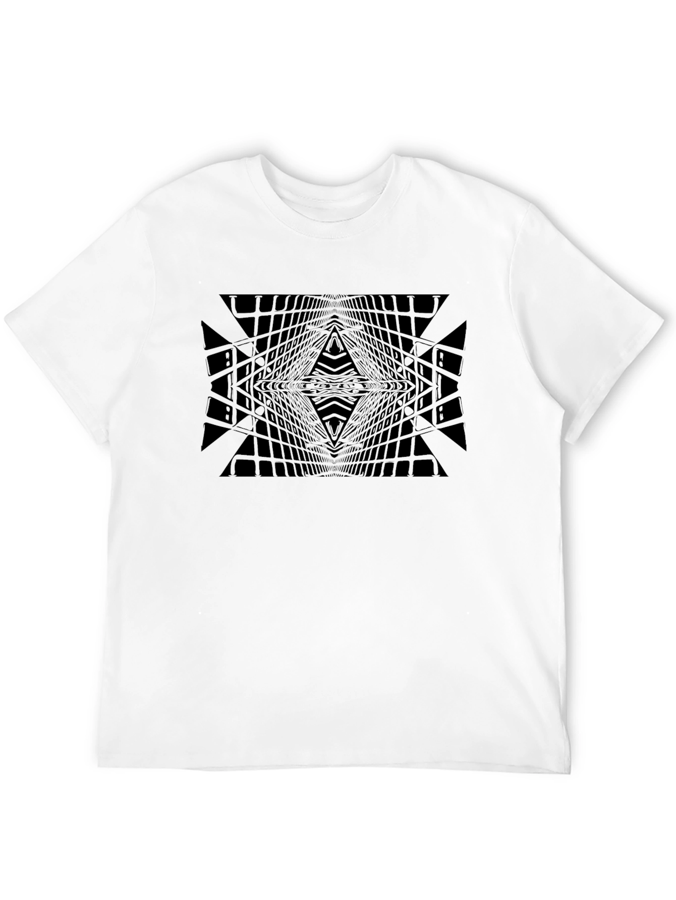 Geometric Grid Black Tee