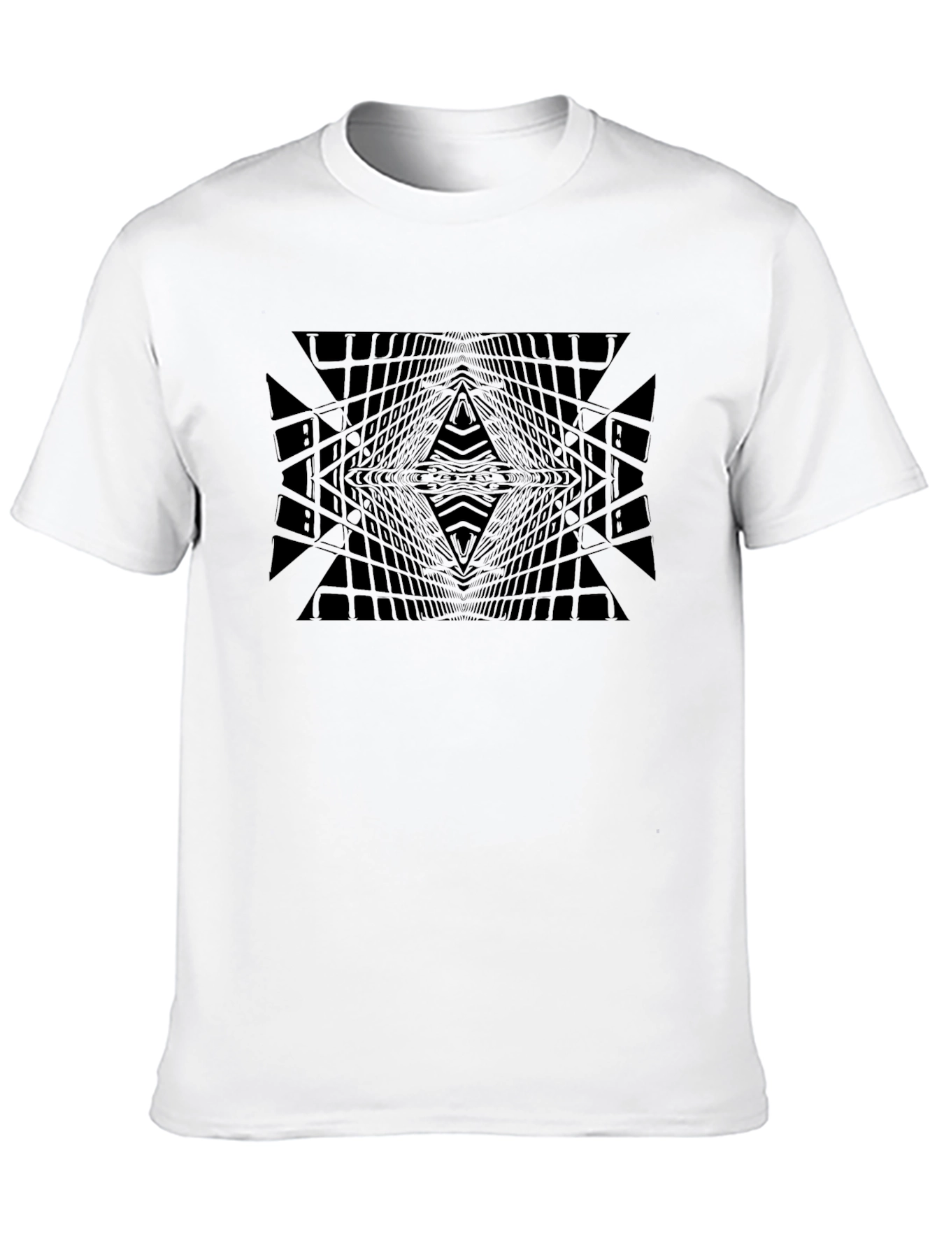 Geometric Grid Black Tee