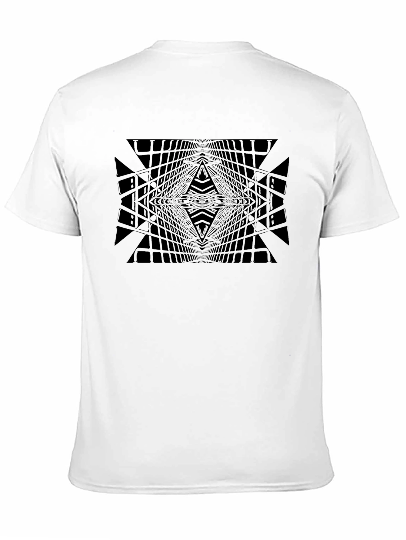 Geometric Grid Black Tee