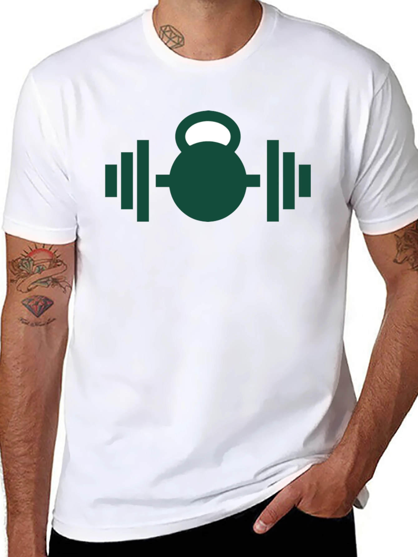 Fitness Kettlebell & Barbell Graphic T-Shirt