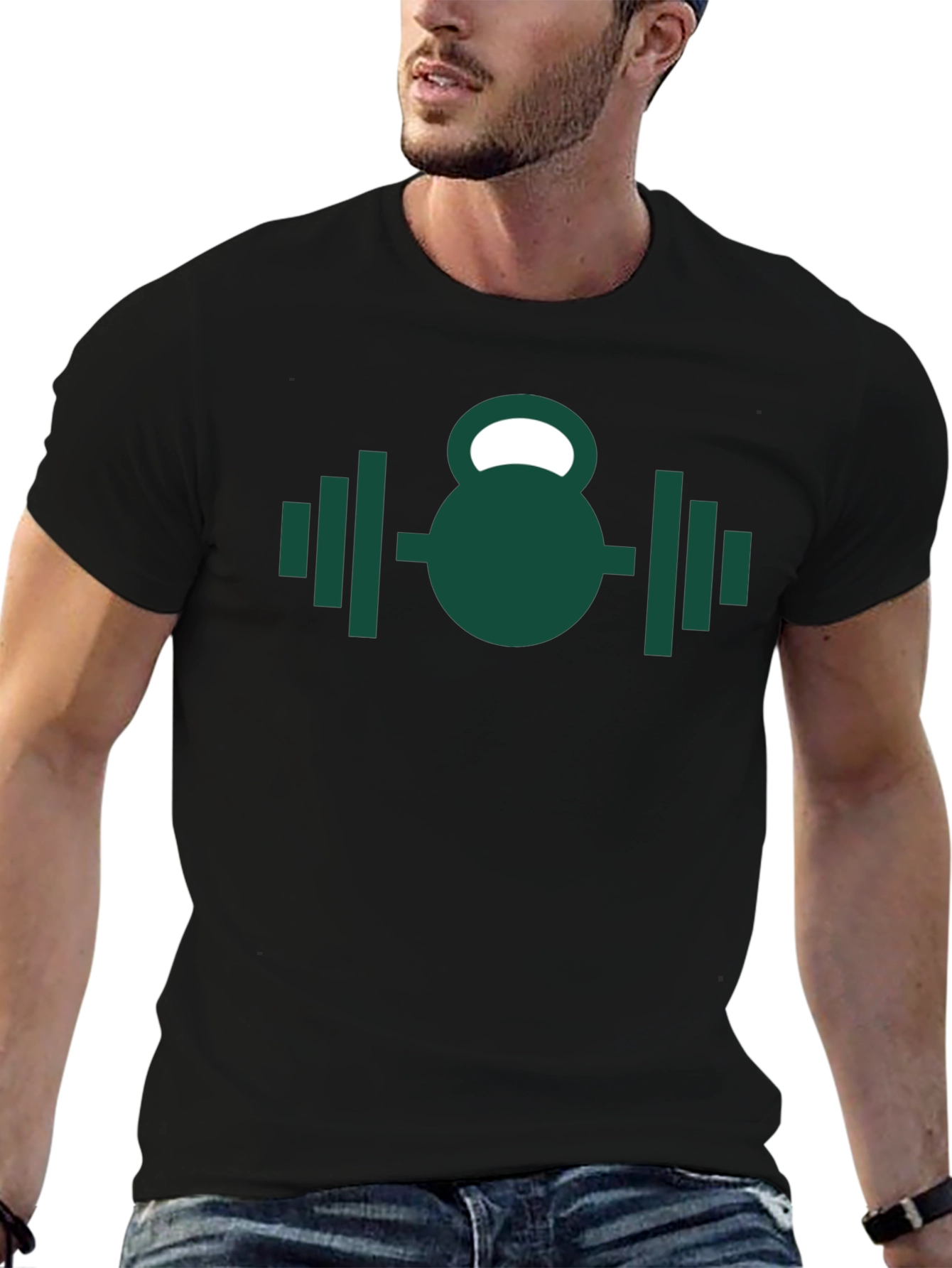Fitness Kettlebell & Barbell Graphic T-Shirt