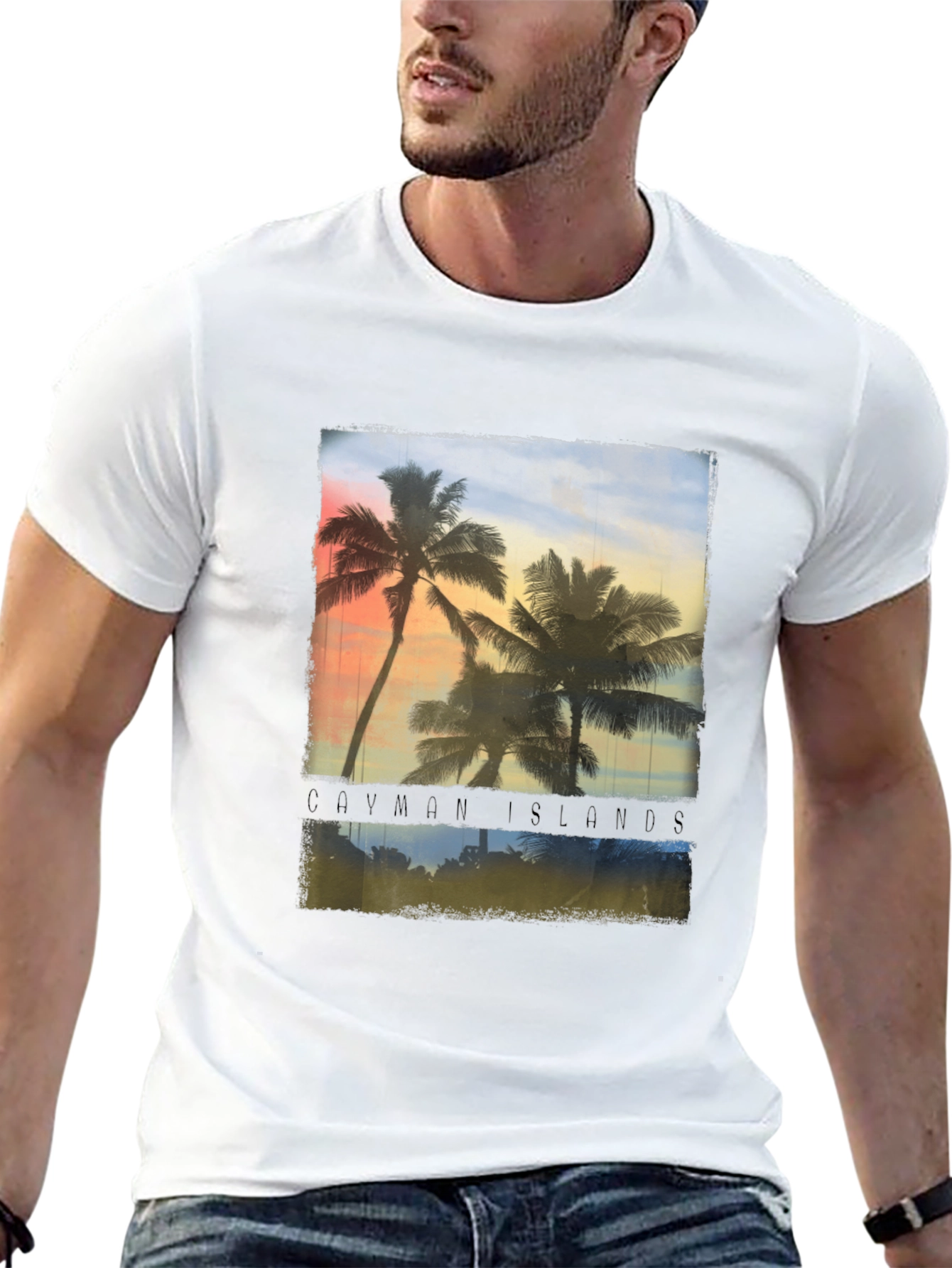 Cayman Islands Palm Tree Graphic T-Shirt
