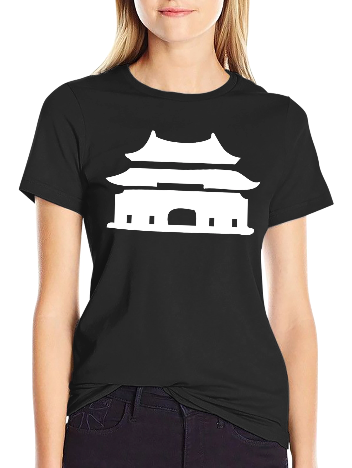 Temple Graphic Tee - Black Cotton Blend