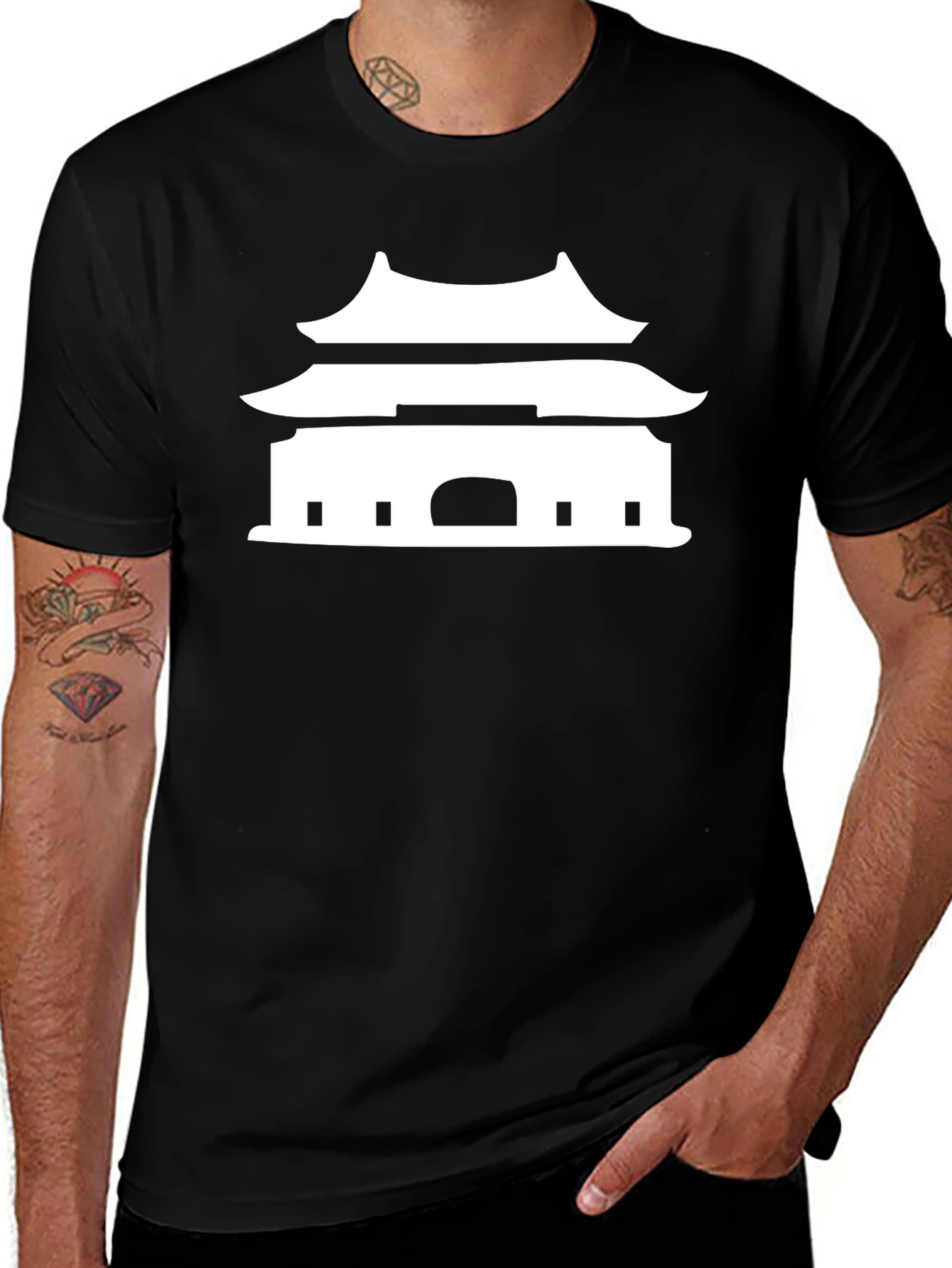 Temple Graphic Tee - Black Cotton Blend