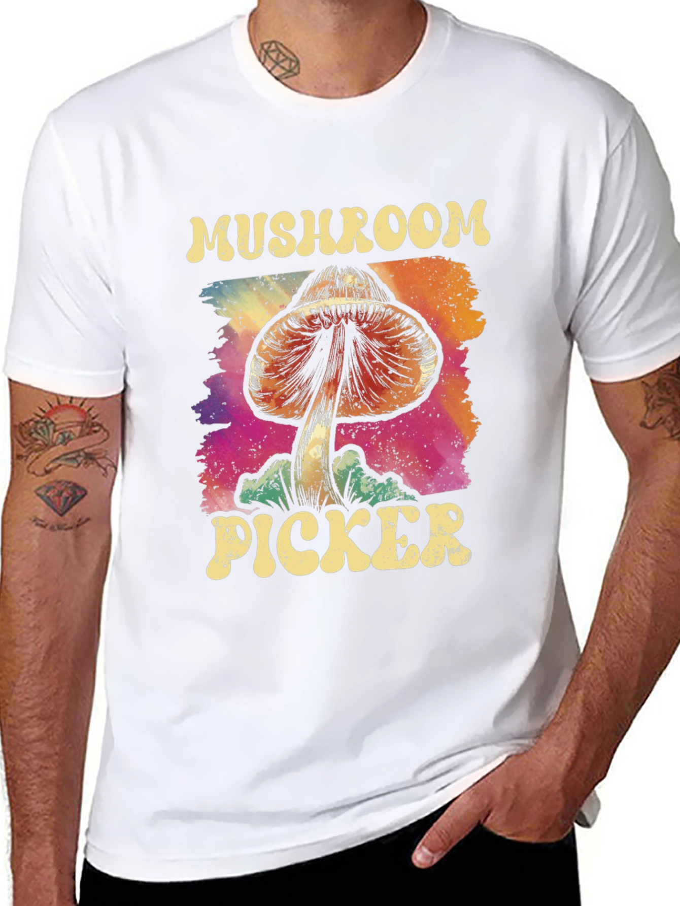 Mushroom Picker Tee - Psychedelic Graphic Novelty