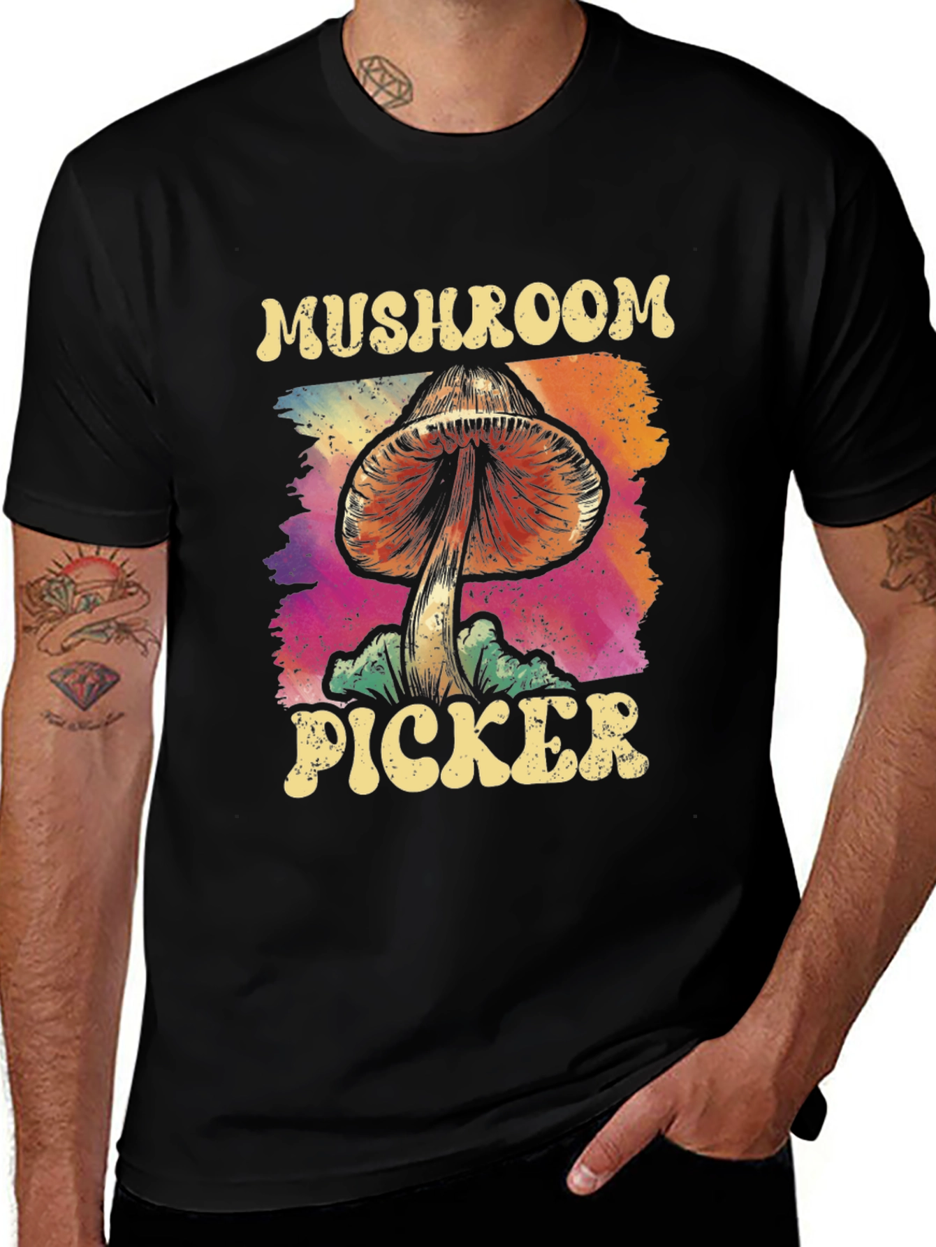 Mushroom Picker Tee - Psychedelic Graphic Novelty