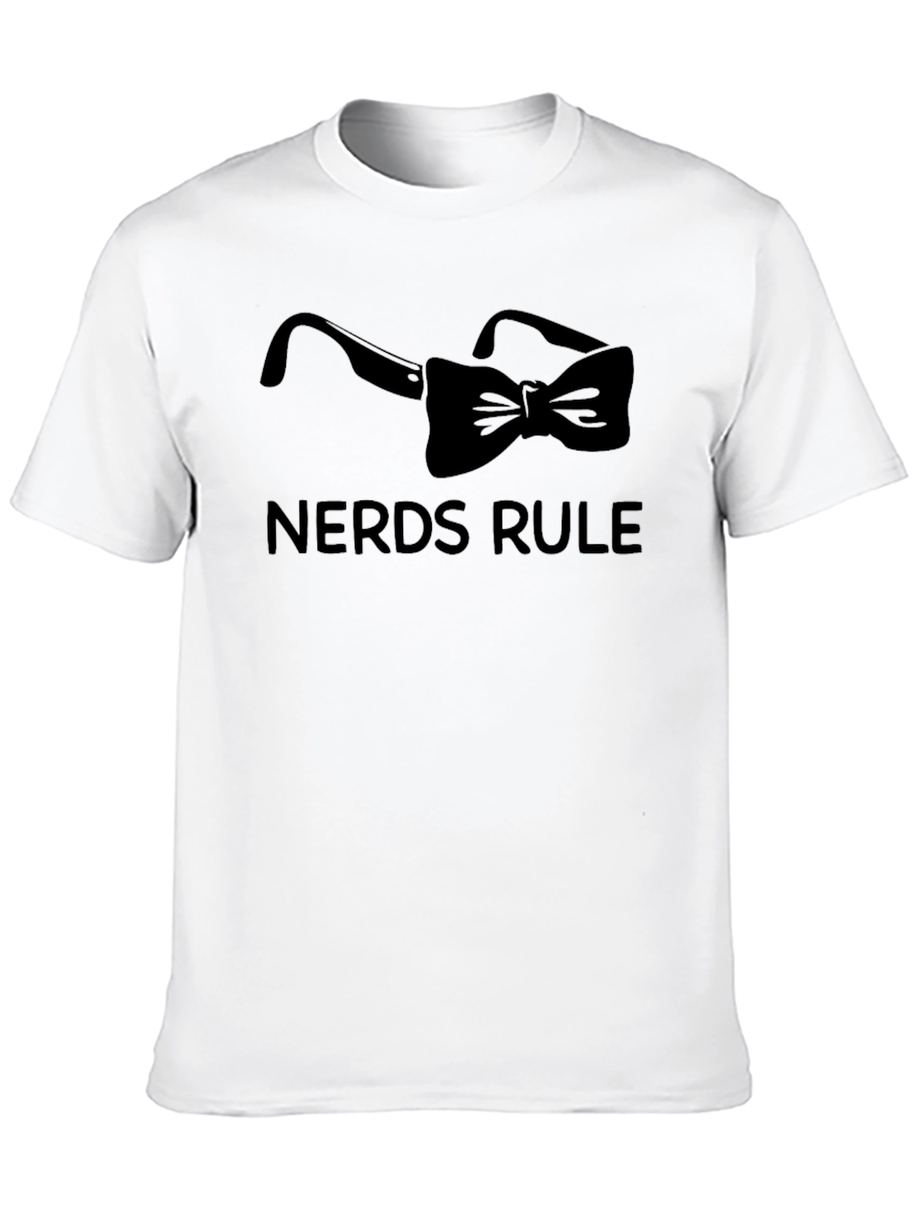 Nerds Rule T-Shirt with Glasses & Bow Tie Graphic