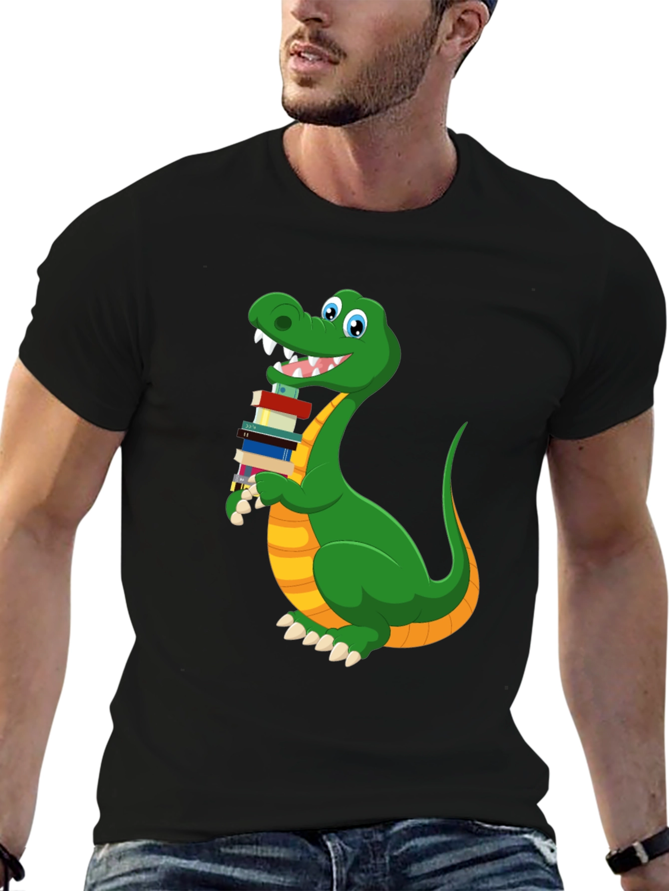 Bookworm Dinosaur Graphic T-Shirt
