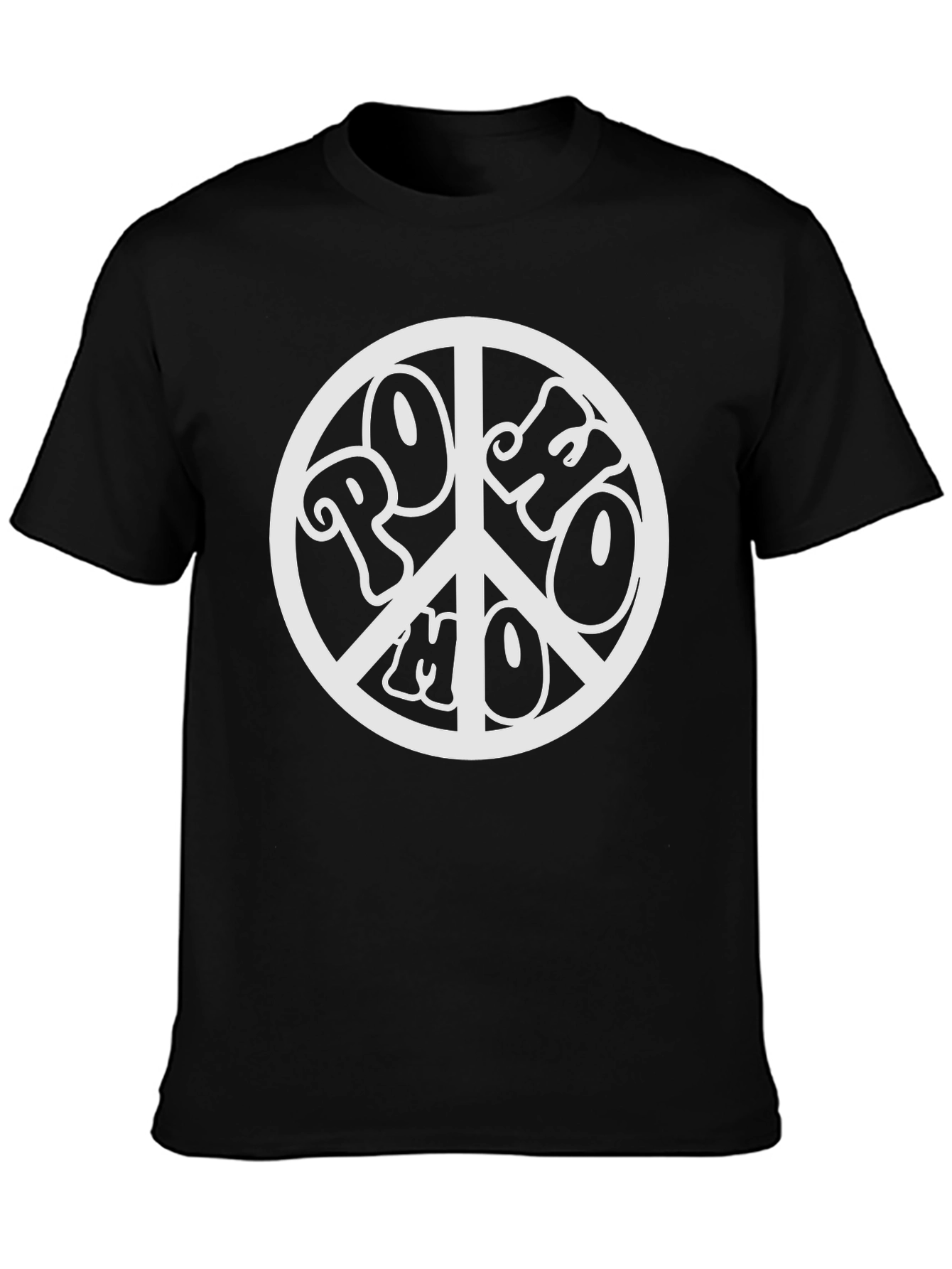 Retro PoHo Peace Sign Black T-Shirt