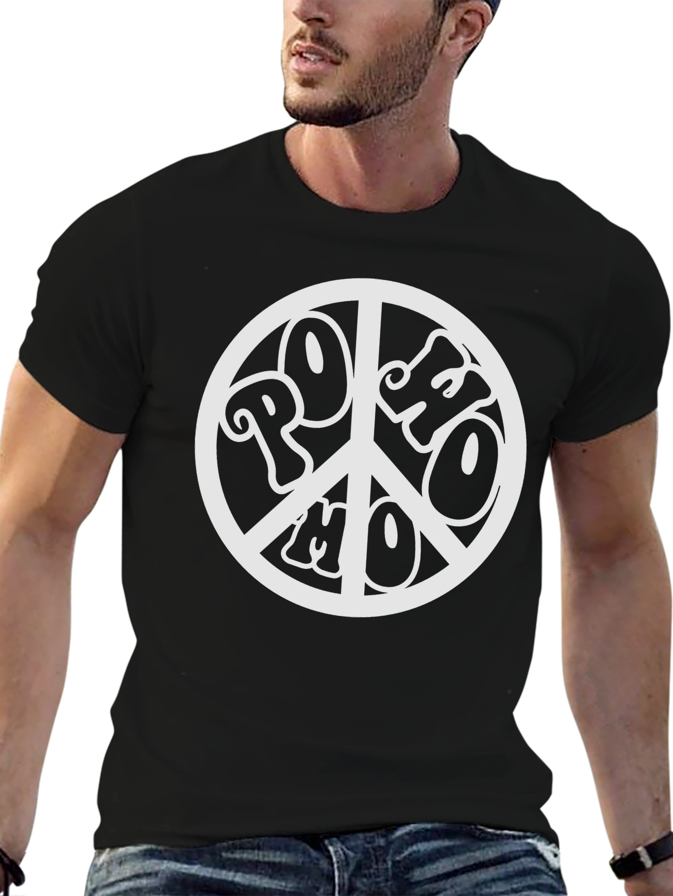 Retro PoHo Peace Sign Black T-Shirt