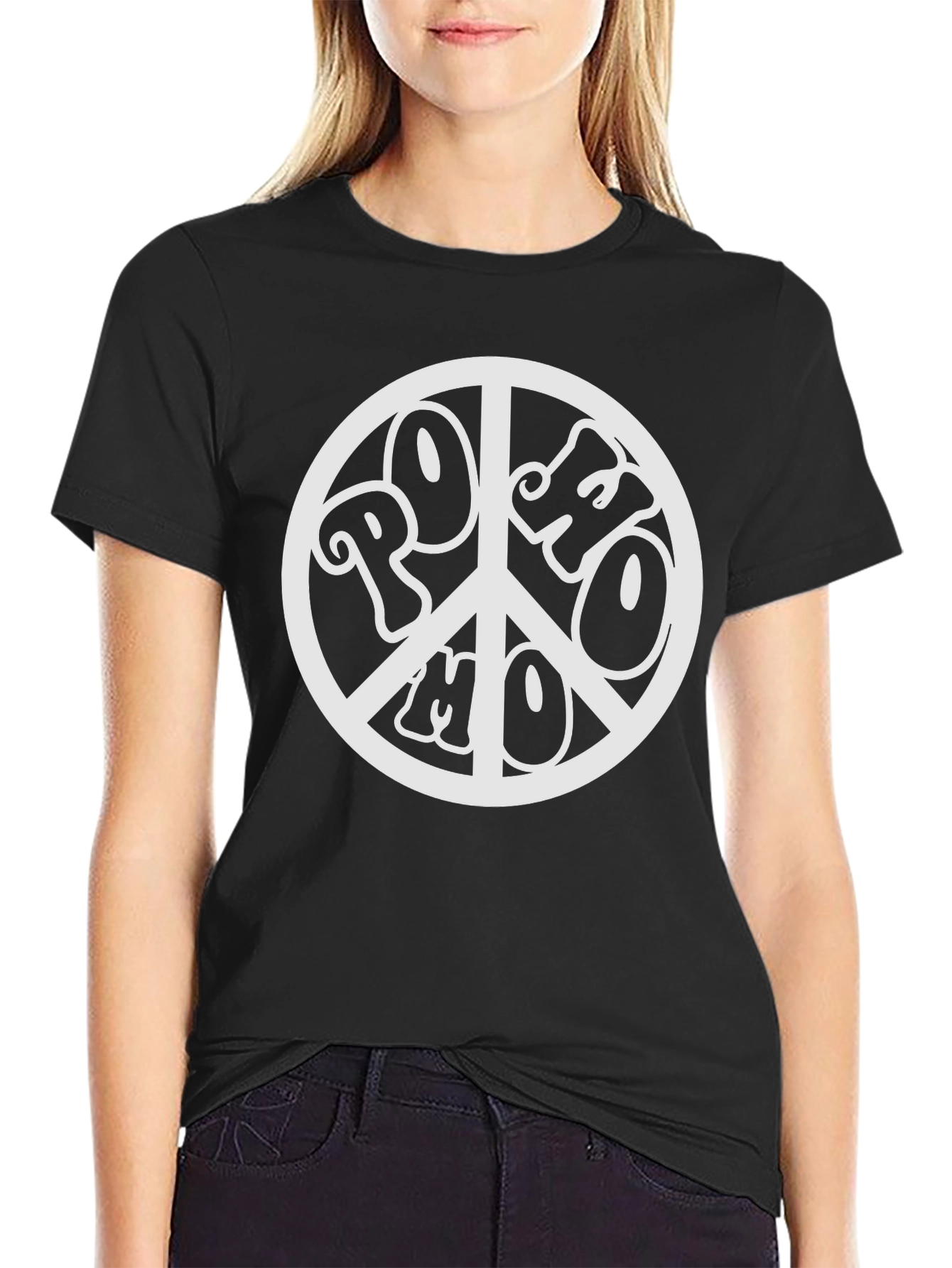Retro PoHo Peace Sign Black T-Shirt