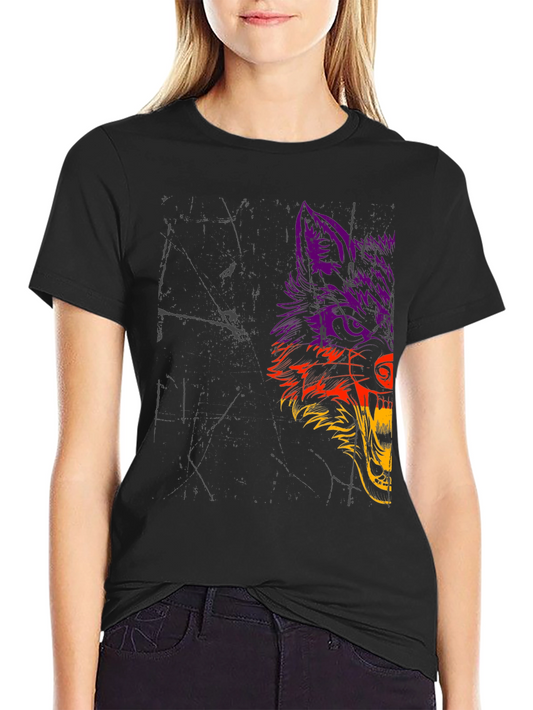 Wolf Graphic Print Black T-Shirt