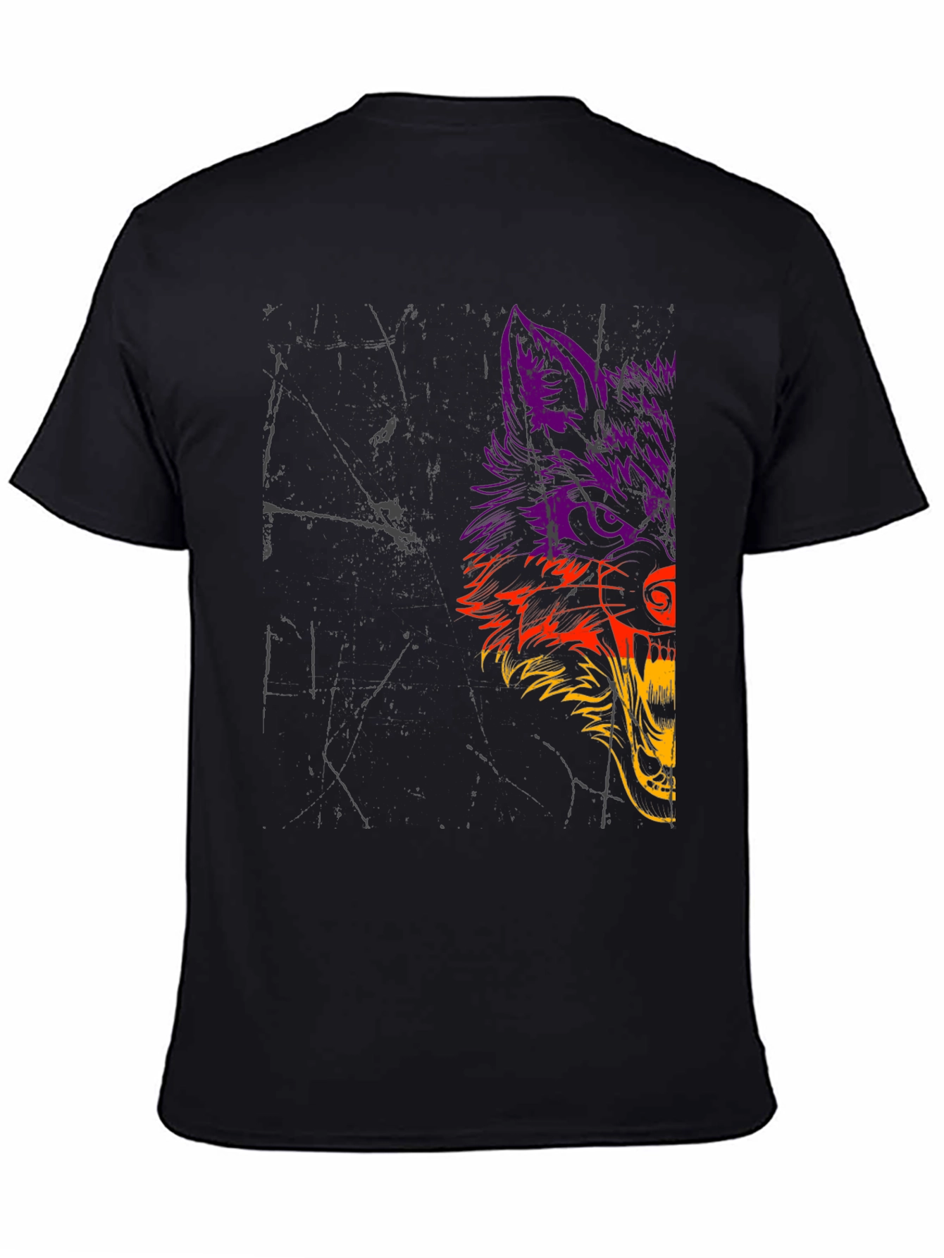 Wolf Graphic Print Black T-Shirt