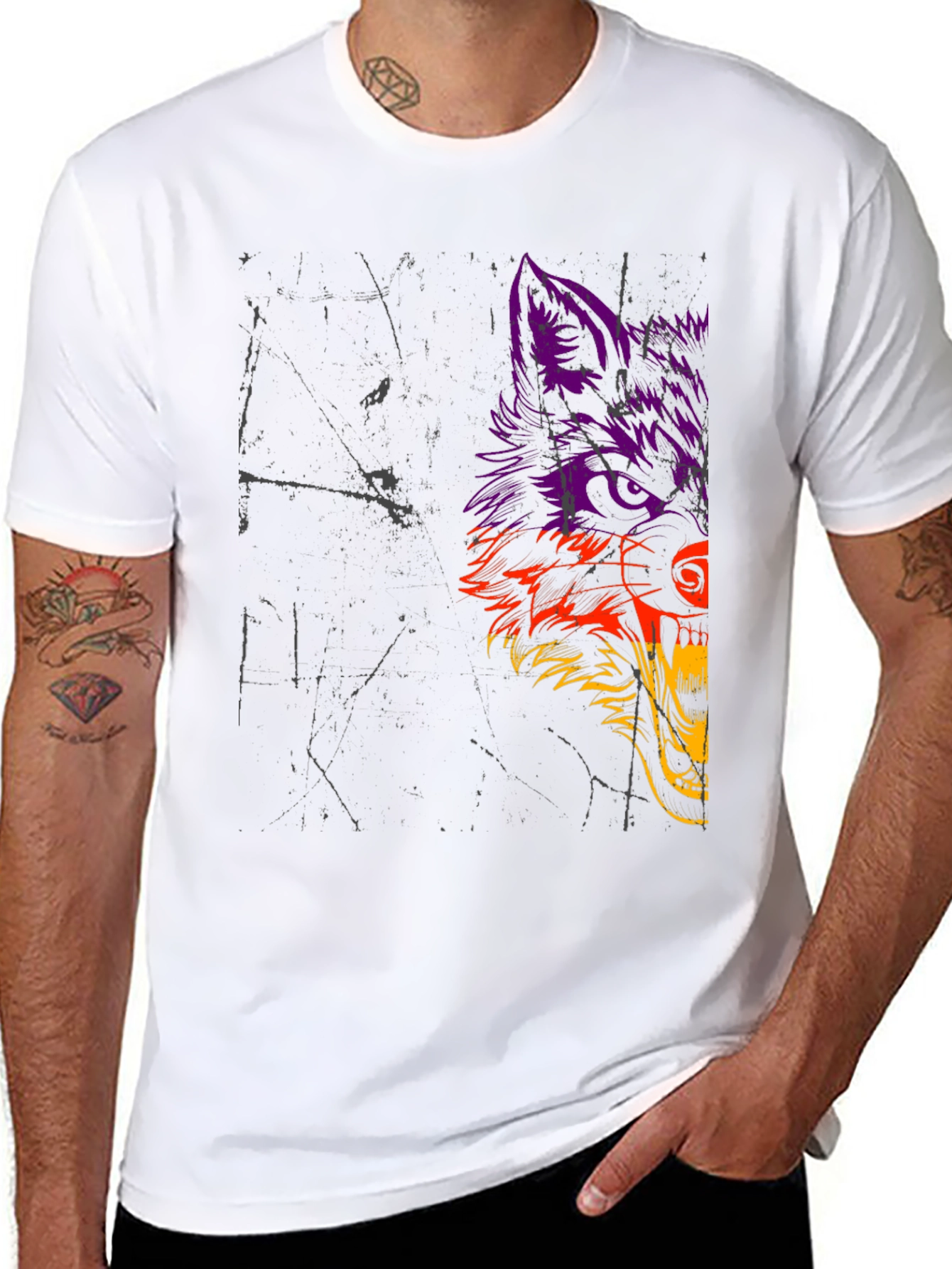 Wolf Graphic Print Black T-Shirt