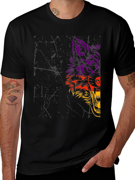 Wolf Graphic Print Black T-Shirt