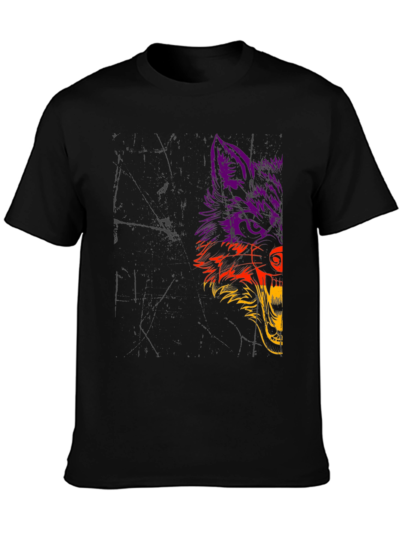 Wolf Graphic Print Black T-Shirt