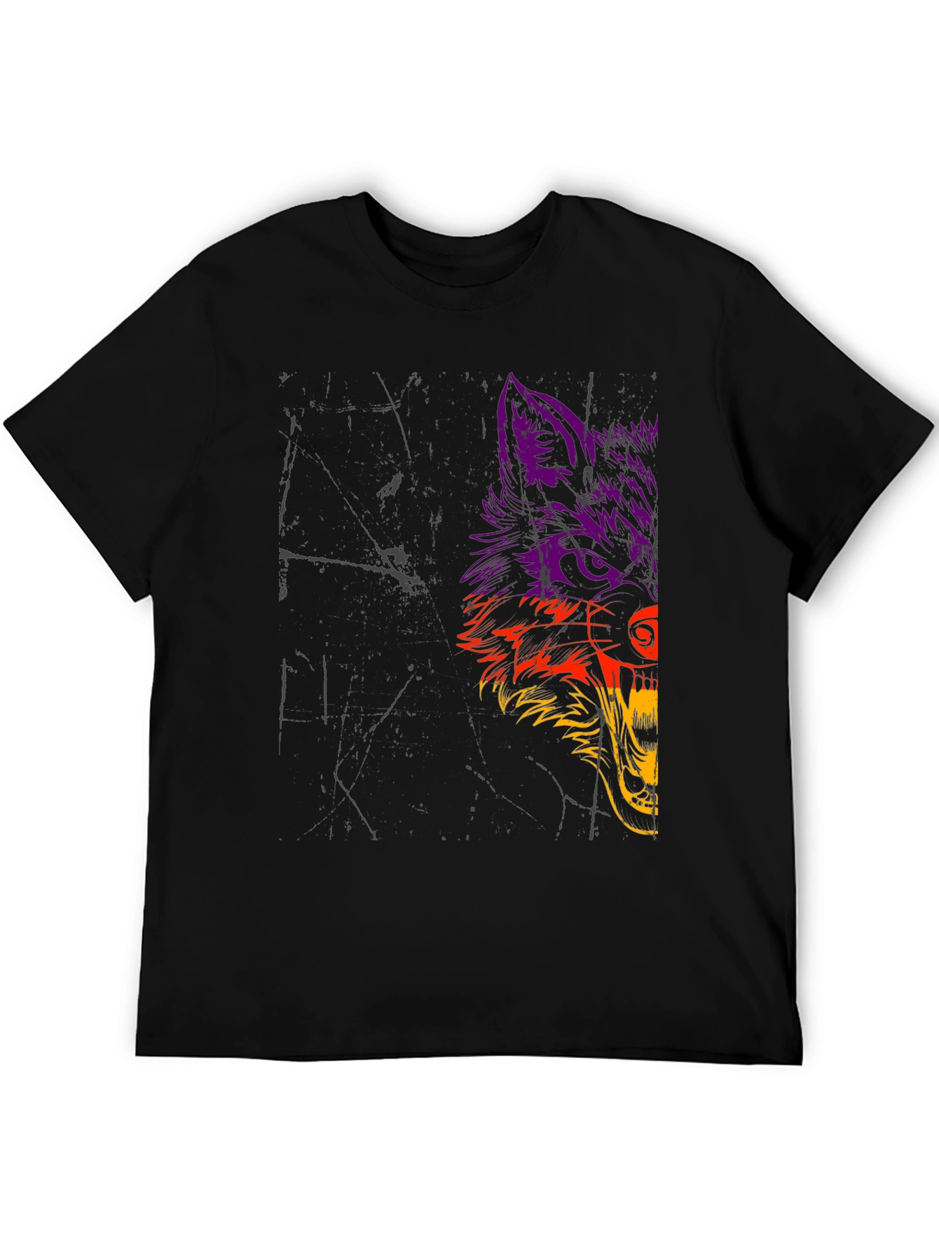 Wolf Graphic Print Black T-Shirt