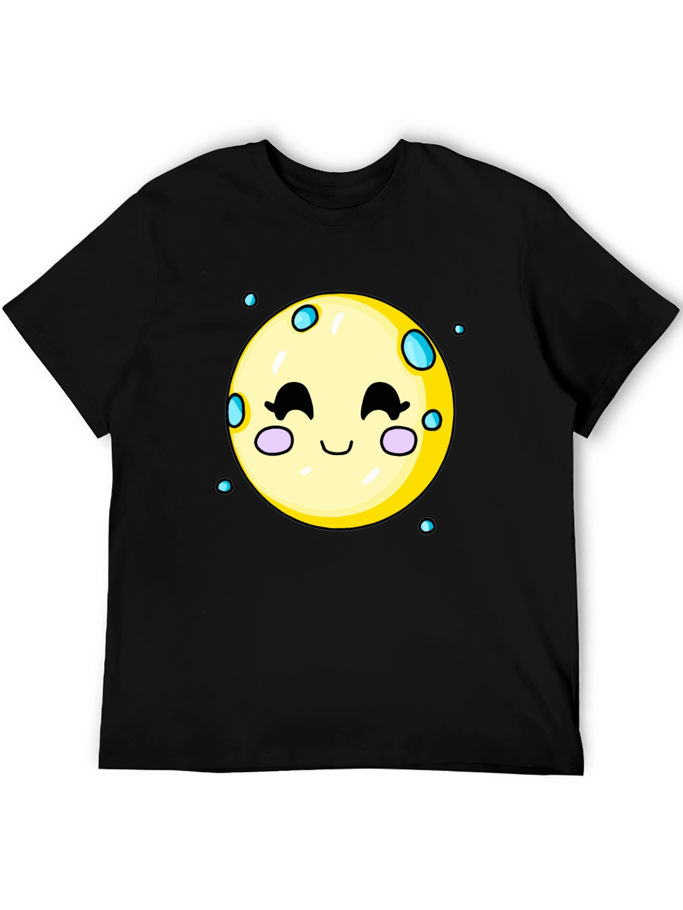 Cute Moon Graphic Tee - Black Cotton T-Shirt