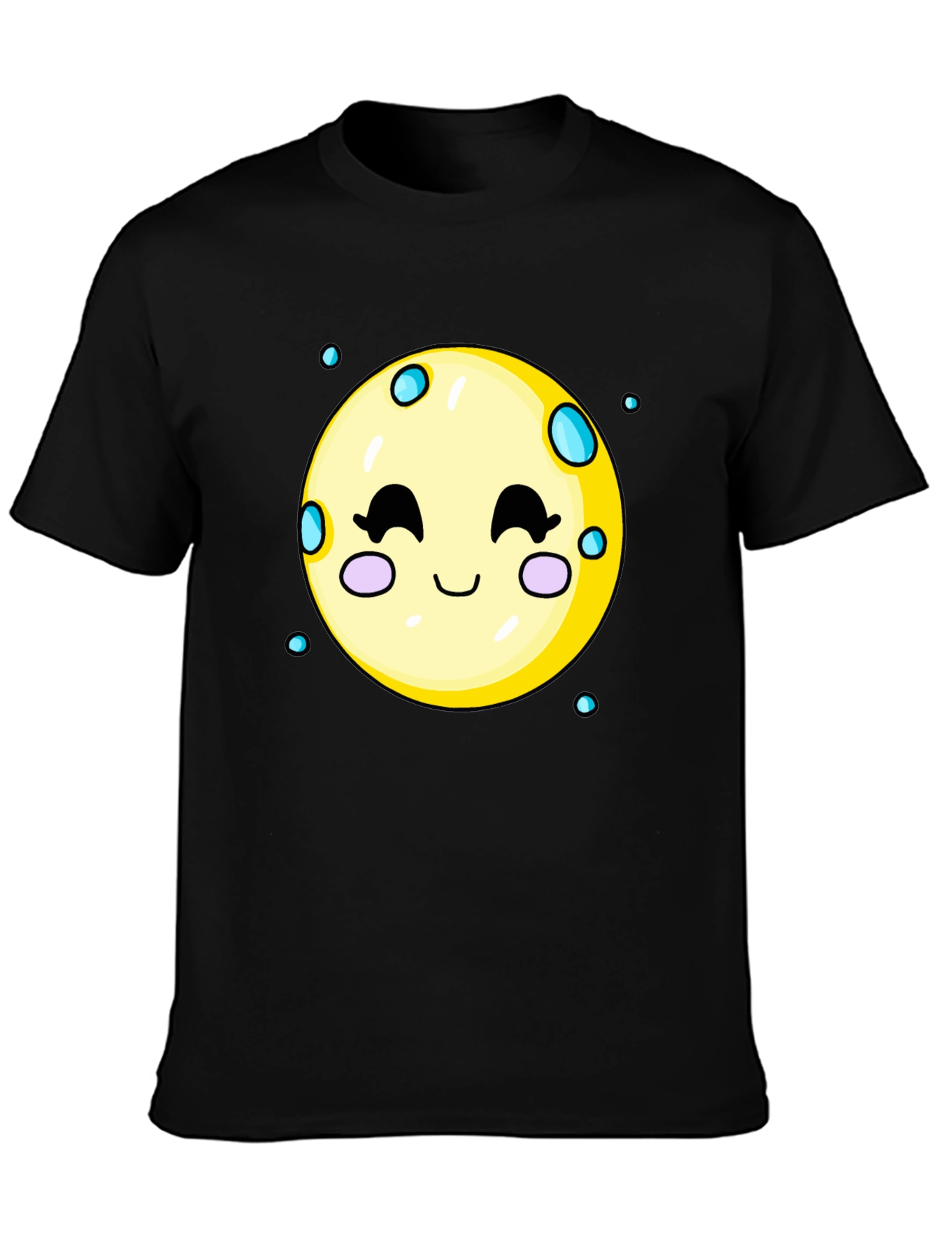 Cute Moon Graphic Tee - Black Cotton T-Shirt