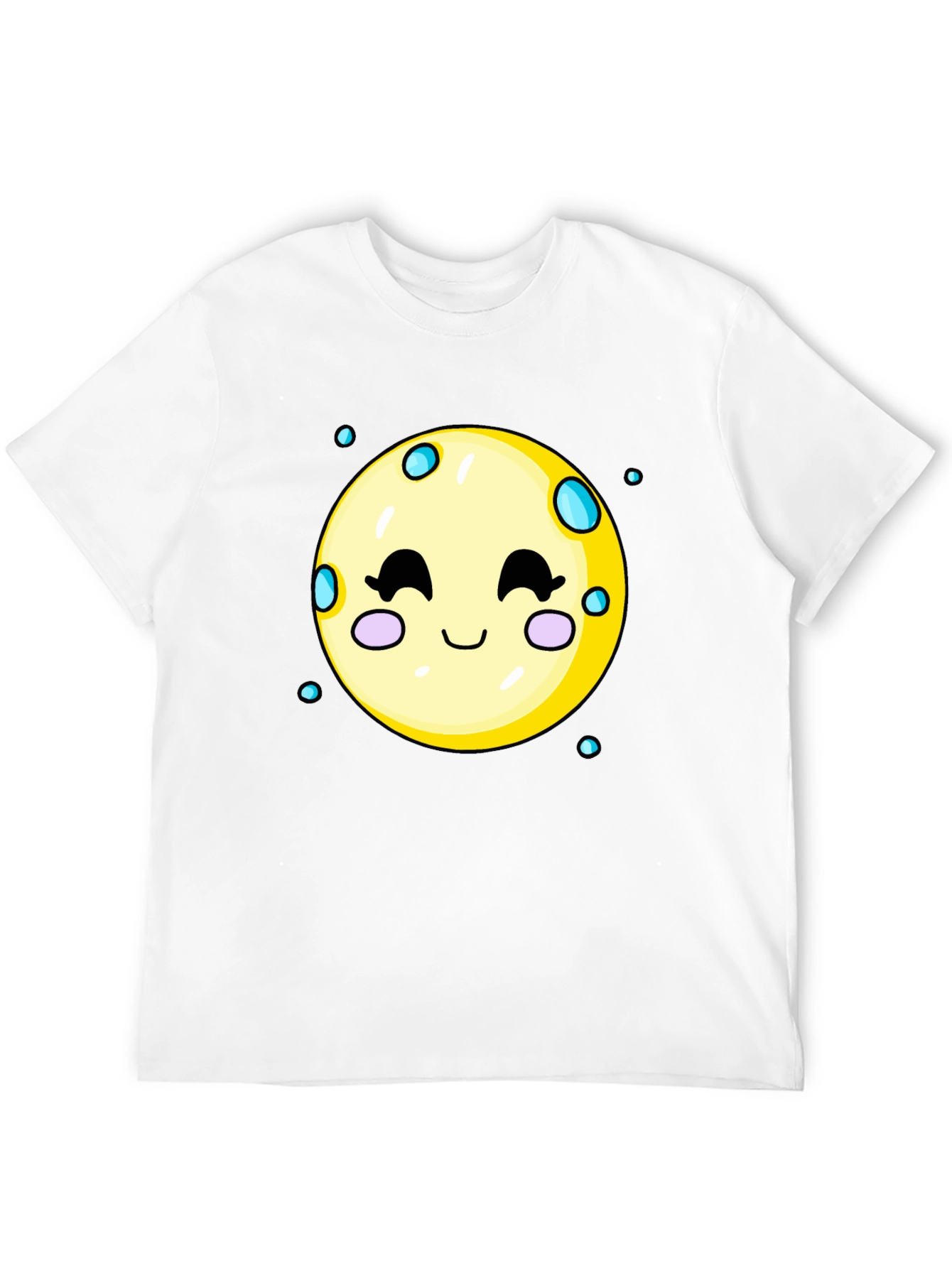 Cute Moon Graphic Tee - Black Cotton T-Shirt