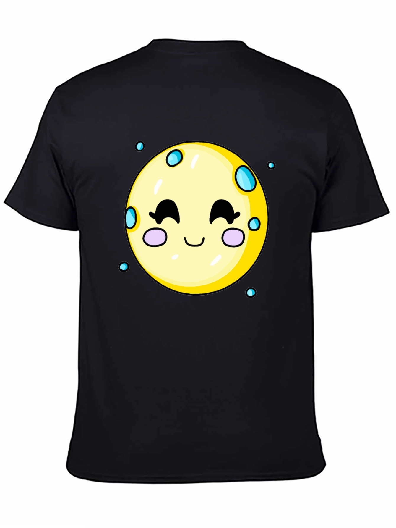 Cute Moon Graphic Tee - Black Cotton T-Shirt