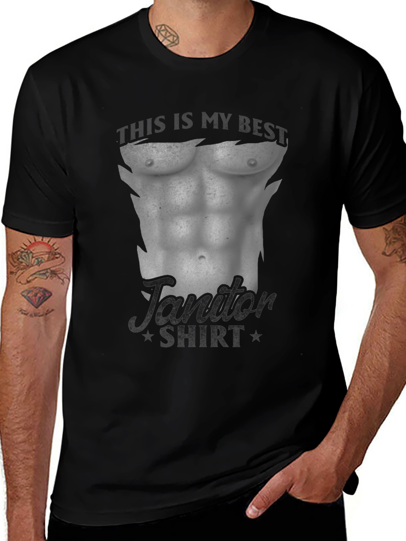 Funny Janitor Muscle Body T-Shirt