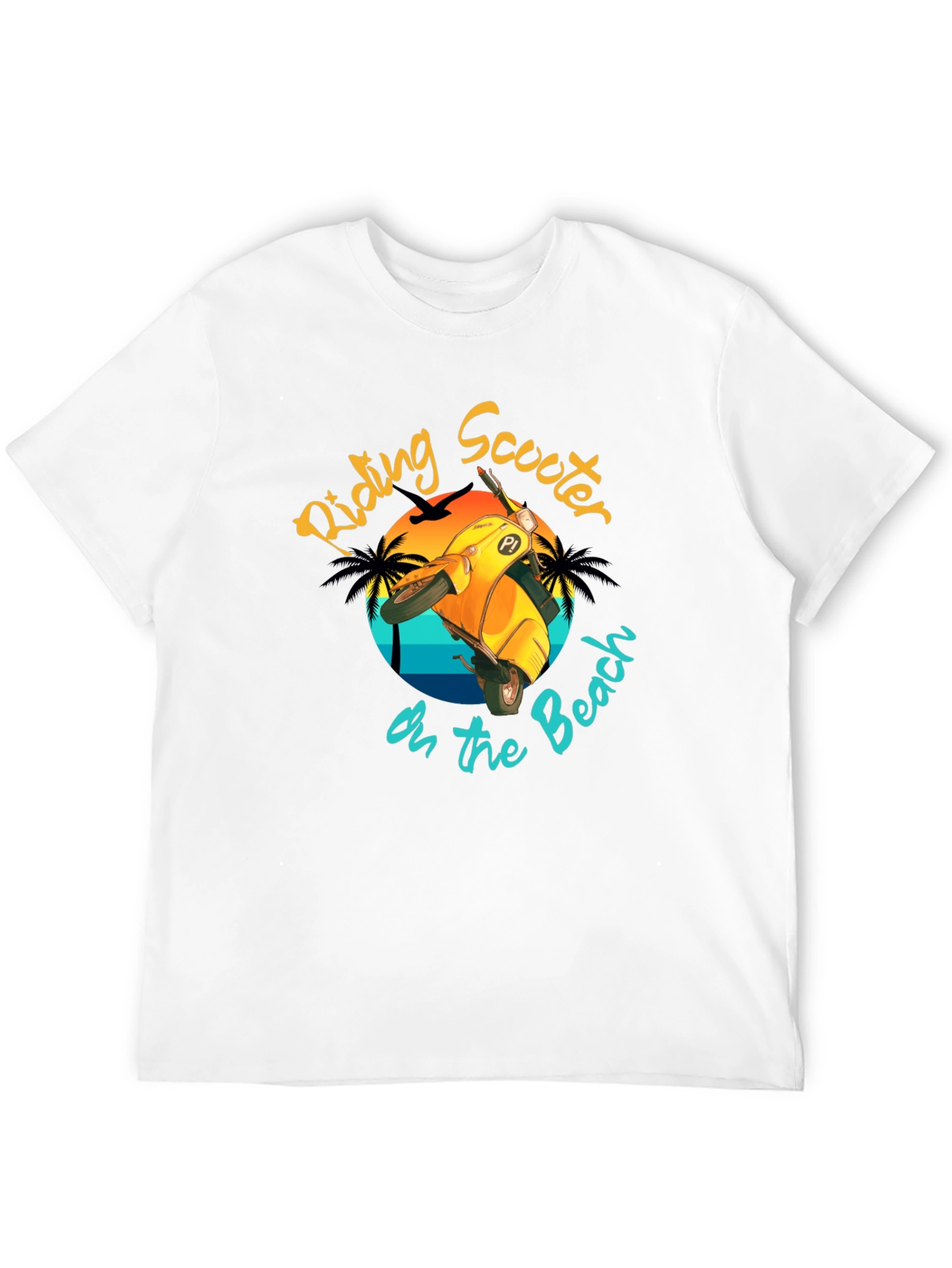 Riding Scooter on the Beach T-Shirt