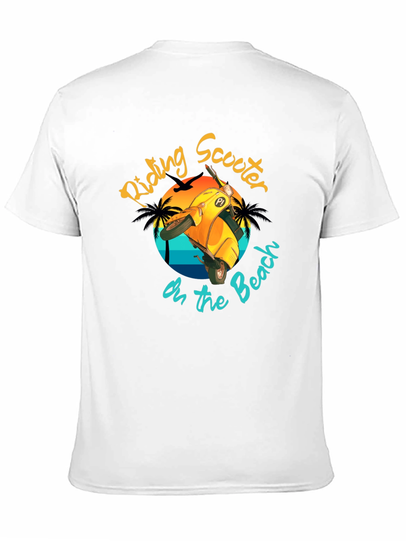 Riding Scooter on the Beach T-Shirt
