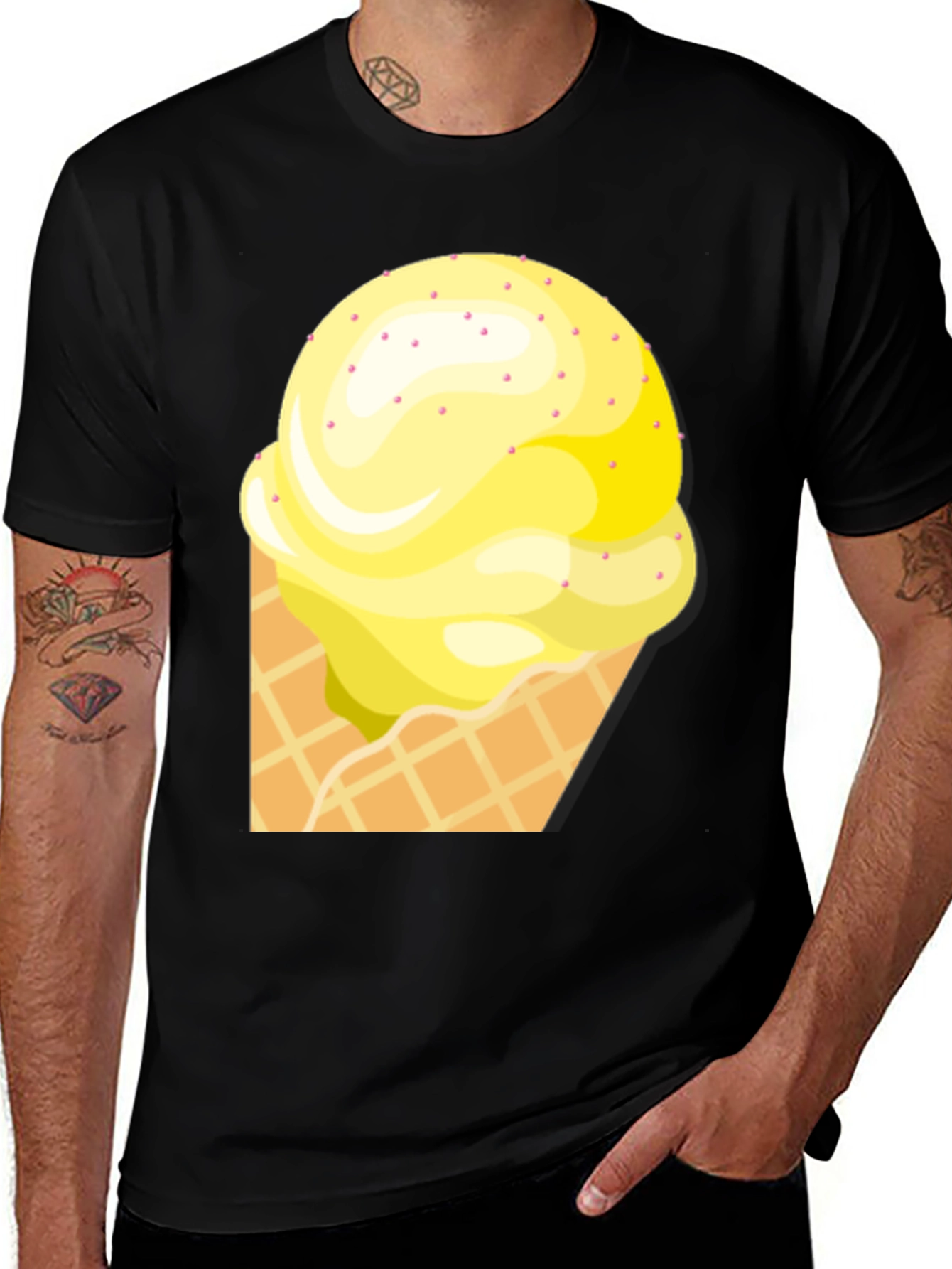 Ice Cream Cone Graphic Tee - Black
