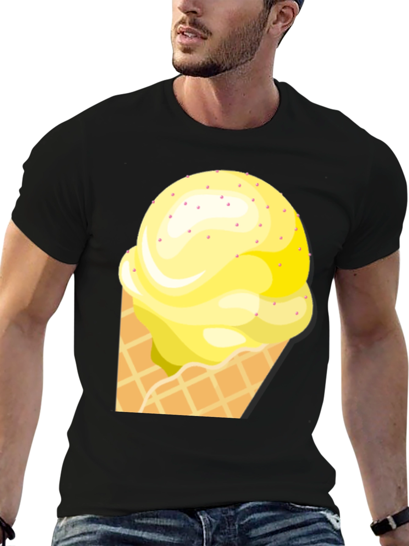 Ice Cream Cone Graphic Tee - Black