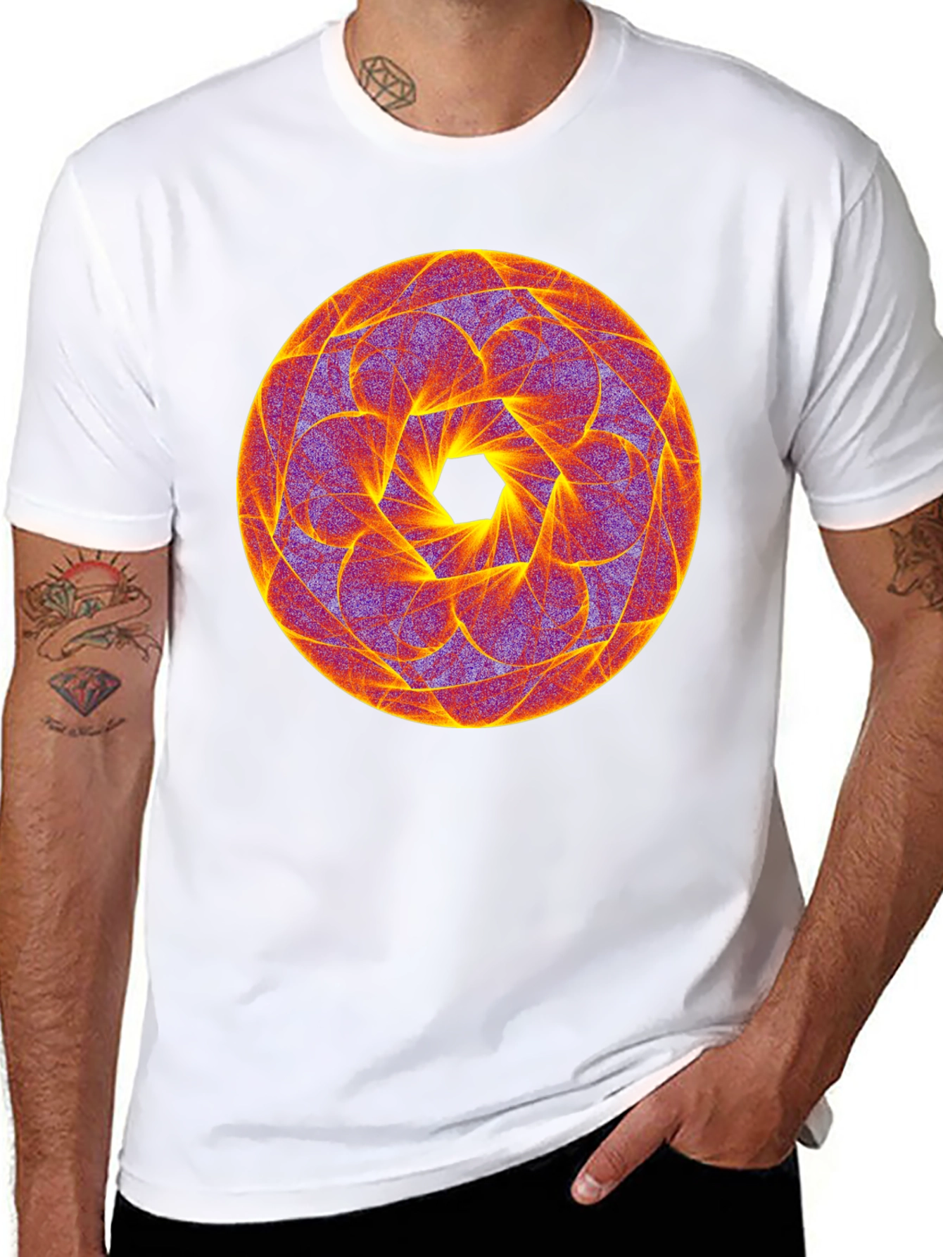 Geometric Mandala Tee - Psychedelic Style