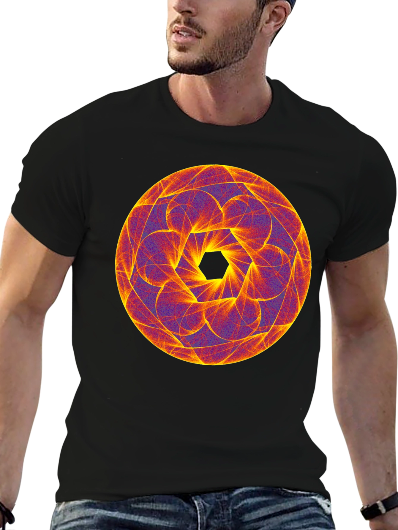 Geometric Mandala Tee - Psychedelic Style