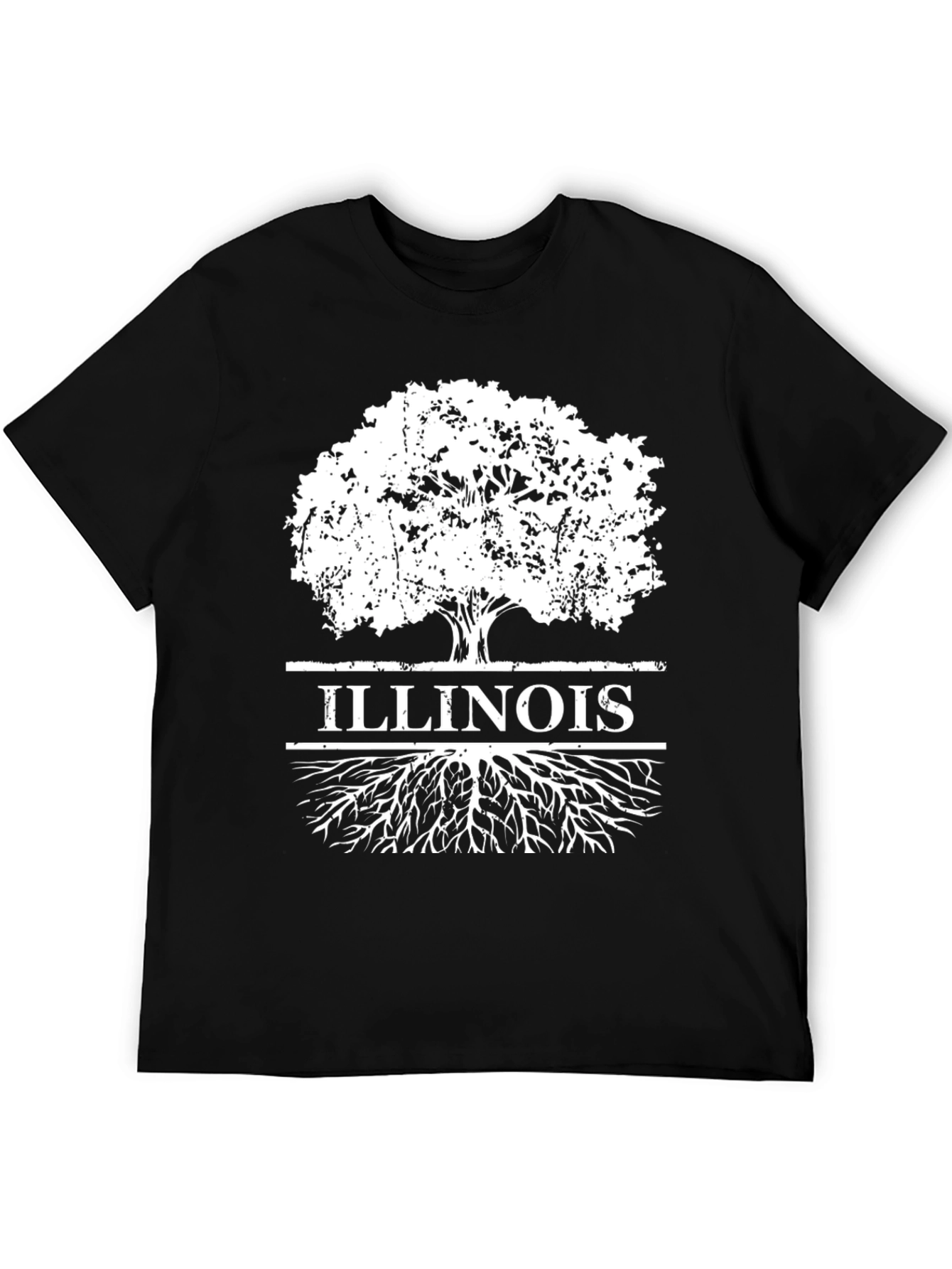 Illinois Tree Roots T-Shirt - Black Cotton Graphic Tee