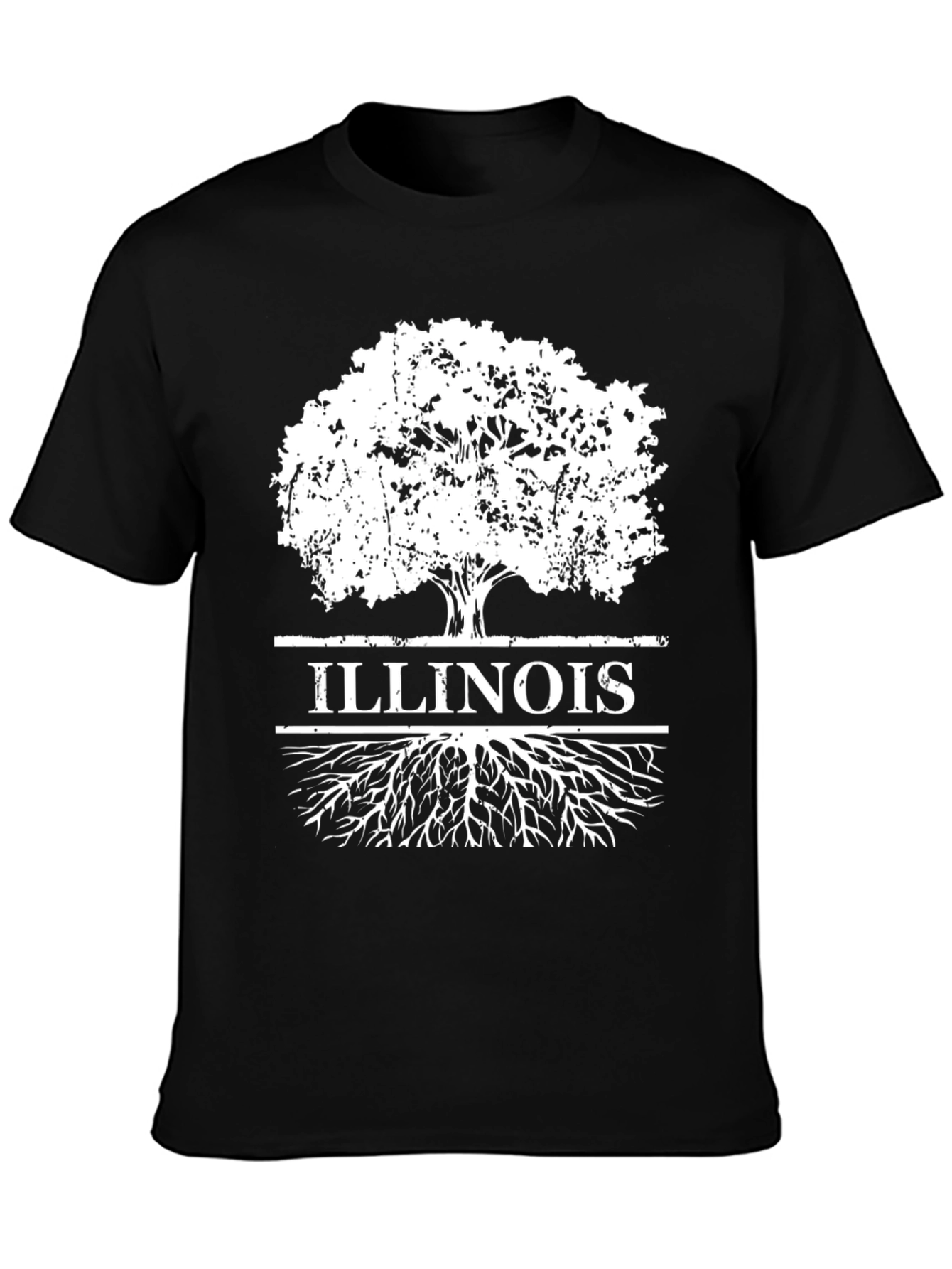 Illinois Tree Roots T-Shirt - Black Cotton Graphic Tee