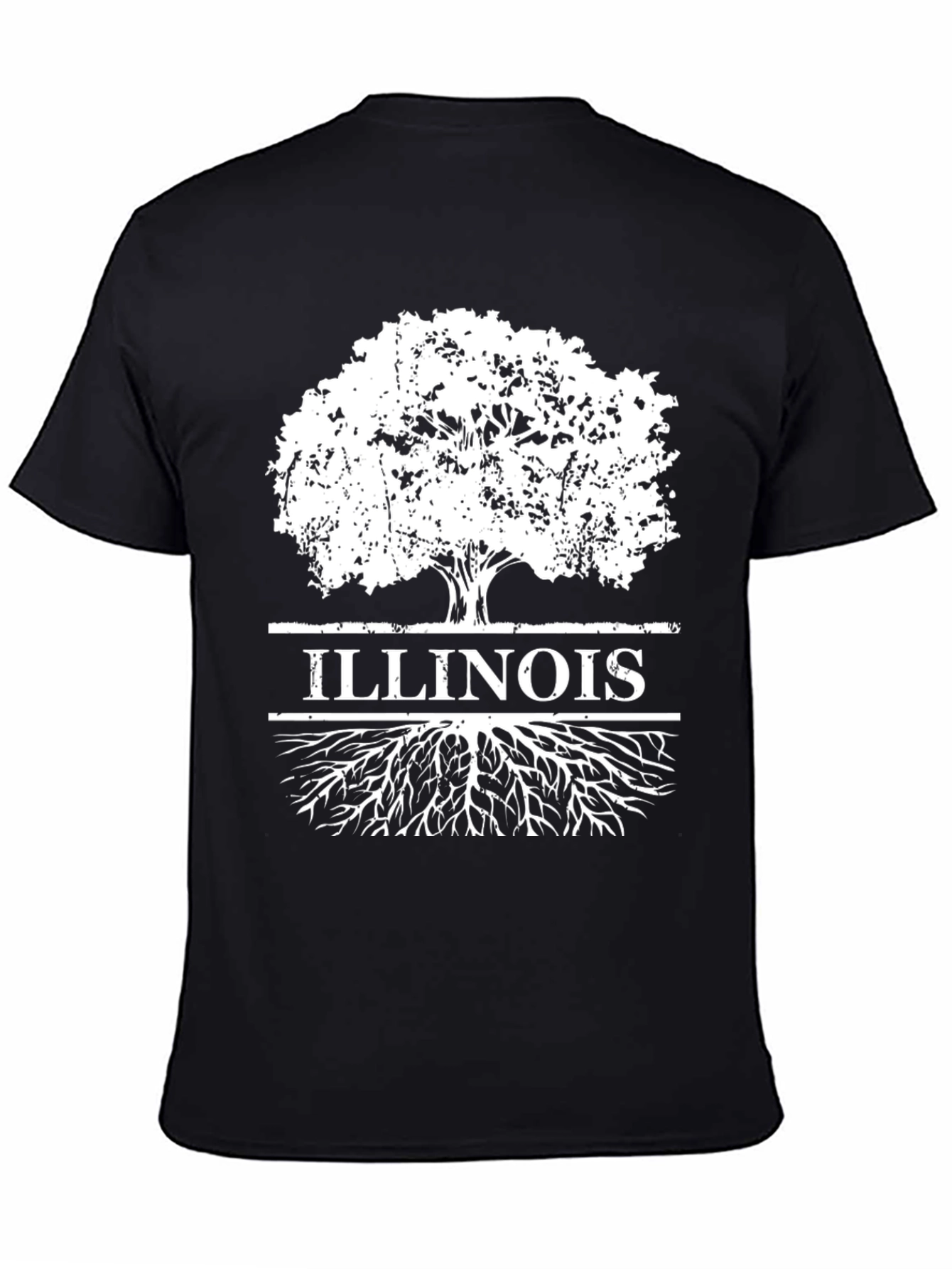 Illinois Tree Roots T-Shirt - Black Cotton Graphic Tee