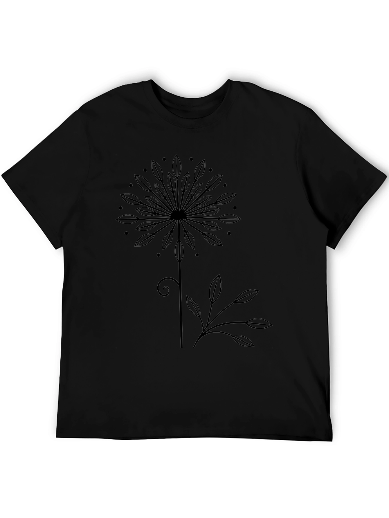 Modern Floral Graphic Tee - Black Unisex T-Shirt