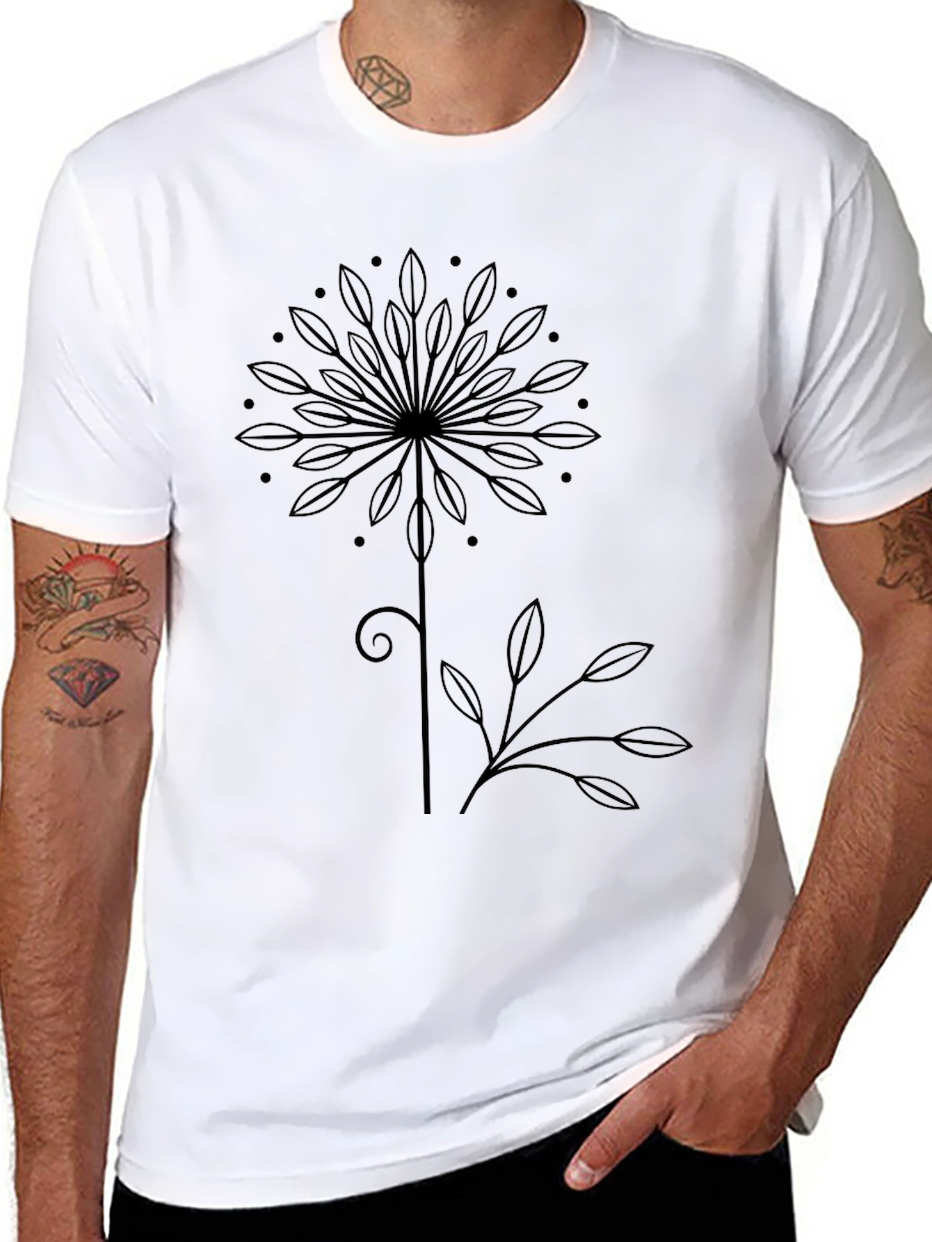 Modern Floral Graphic Tee - Black Unisex T-Shirt