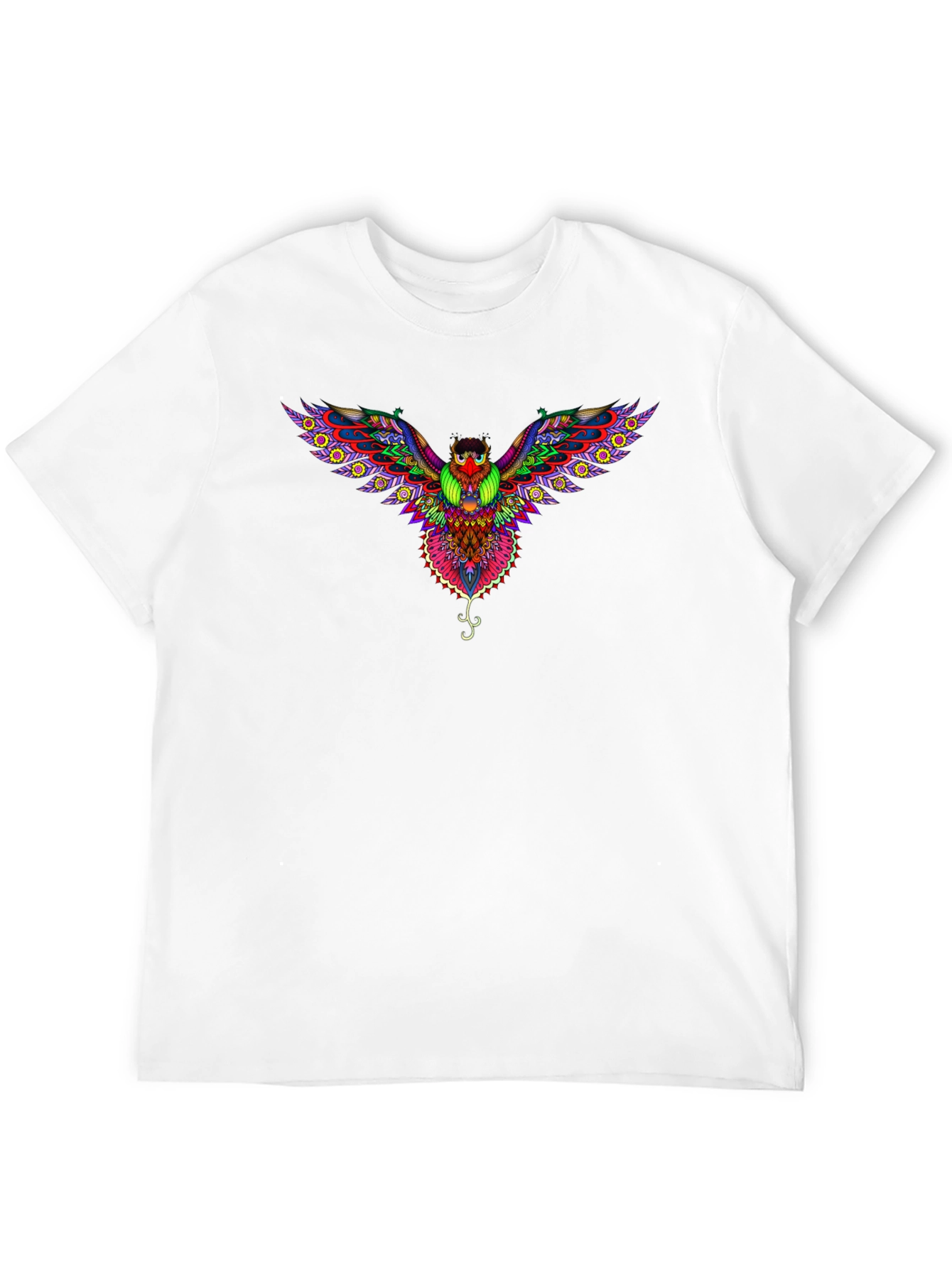 Psychedelic Owl Graphic Tee - Black Cotton T-Shirt