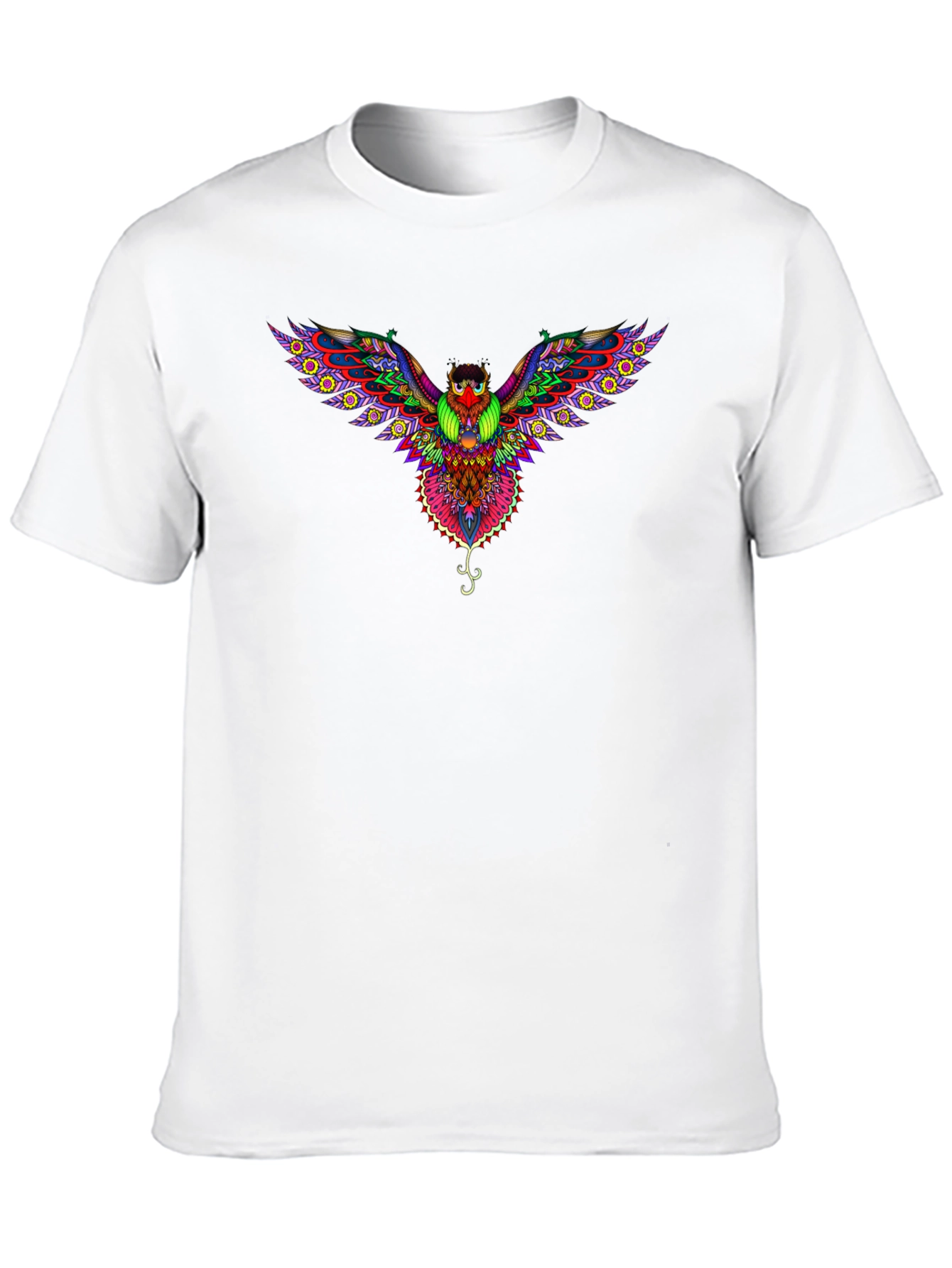 Psychedelic Owl Graphic Tee - Black Cotton T-Shirt