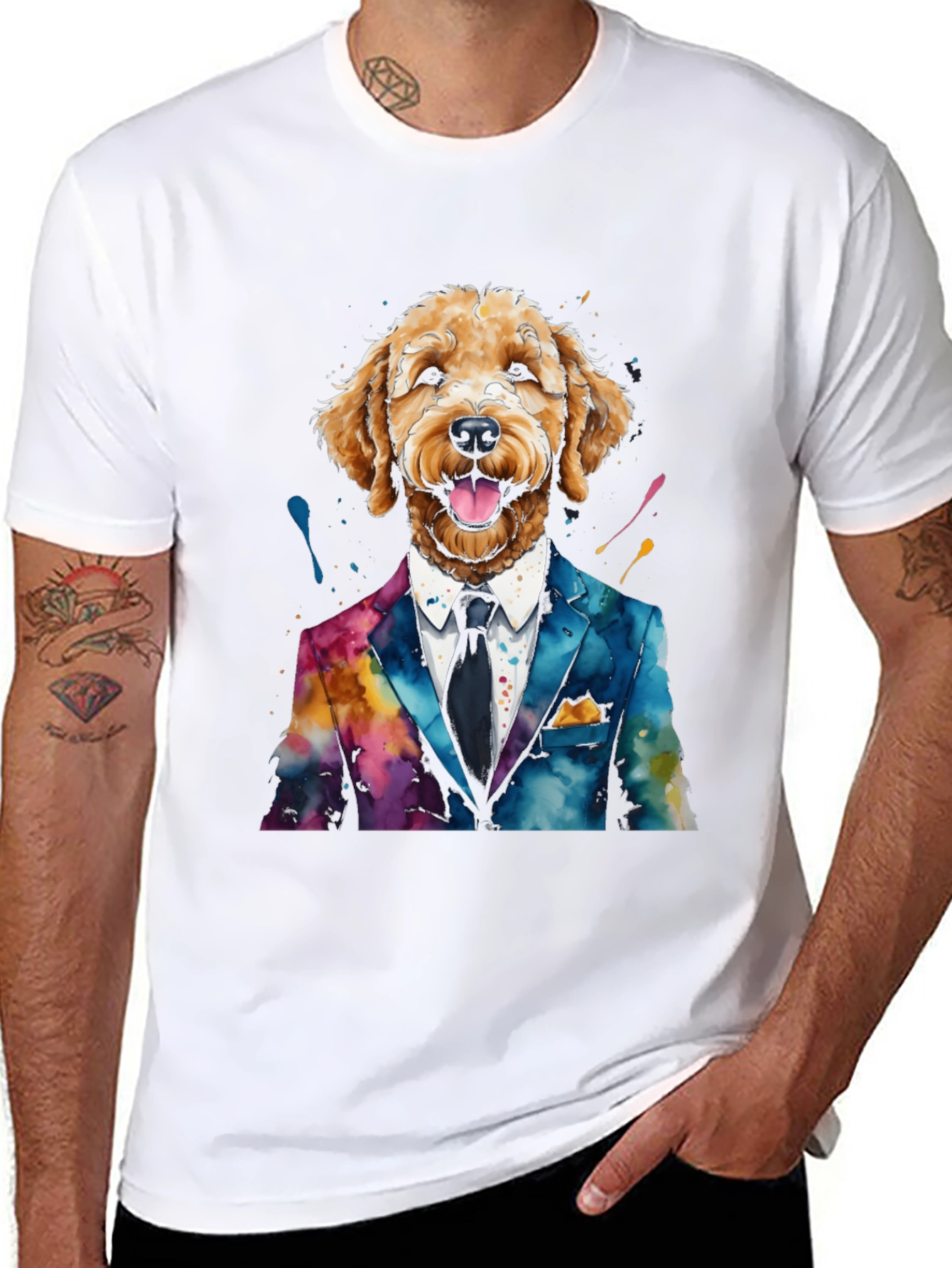Dapper Dog Tee: Stylish Canine in Suit