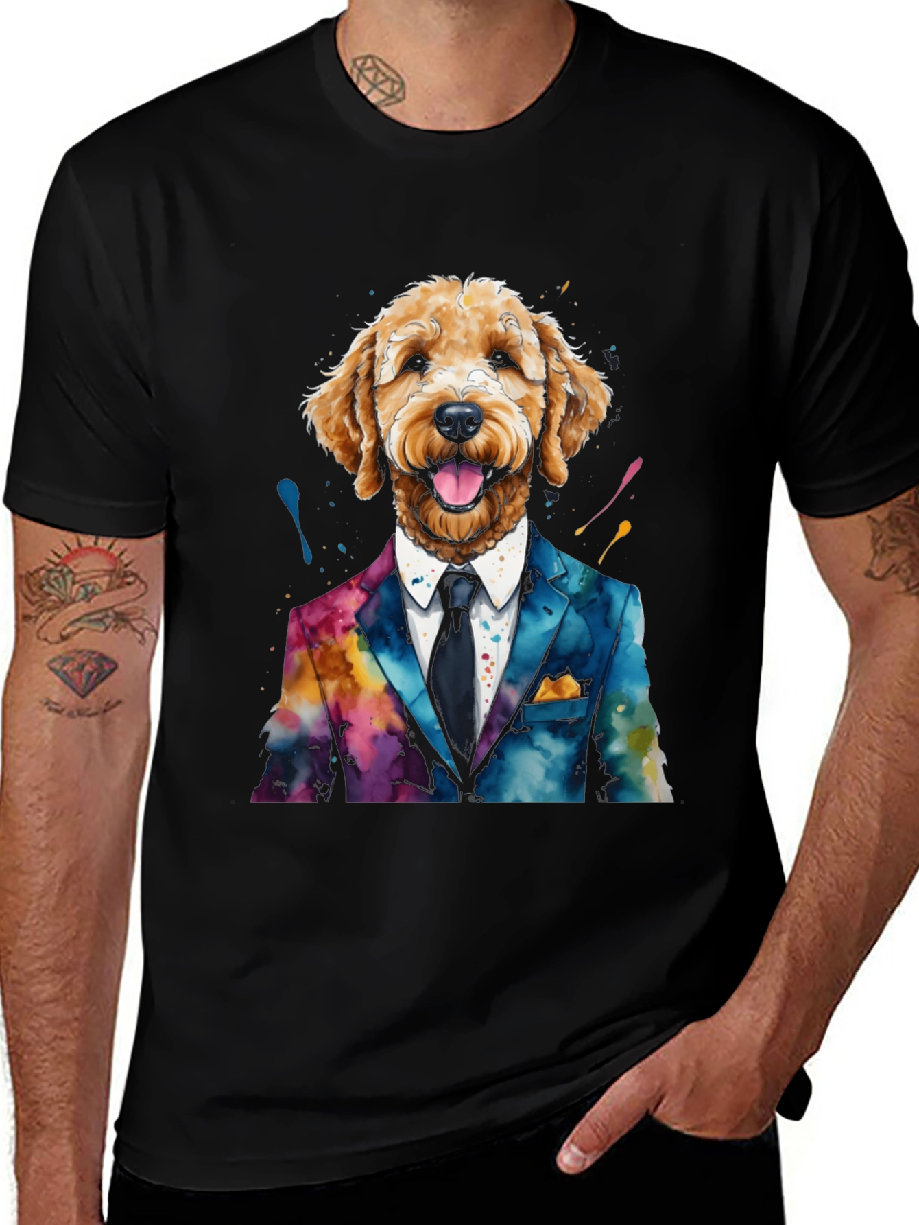 Dapper Dog Tee: Stylish Canine in Suit