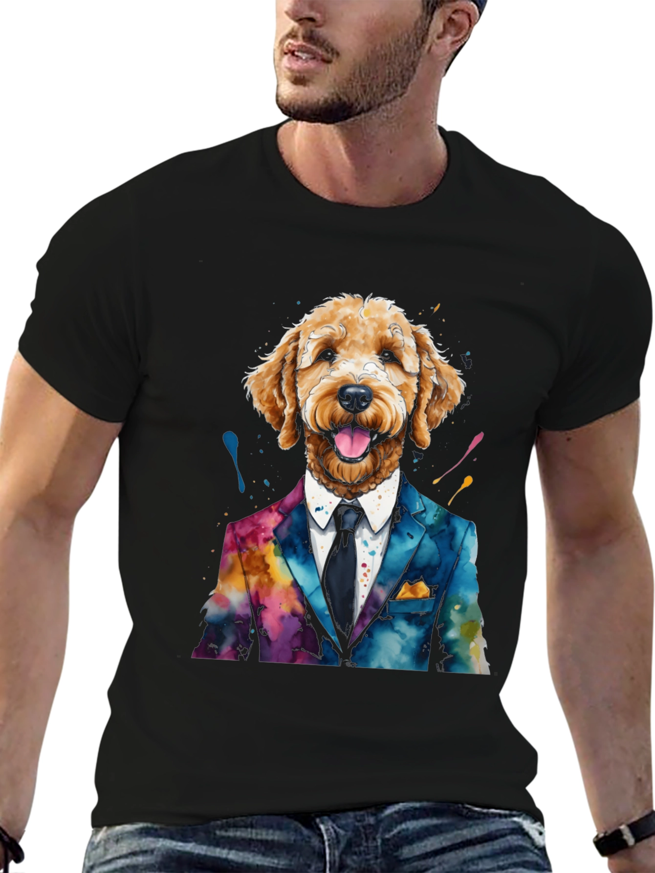 Dapper Dog Tee: Stylish Canine in Suit