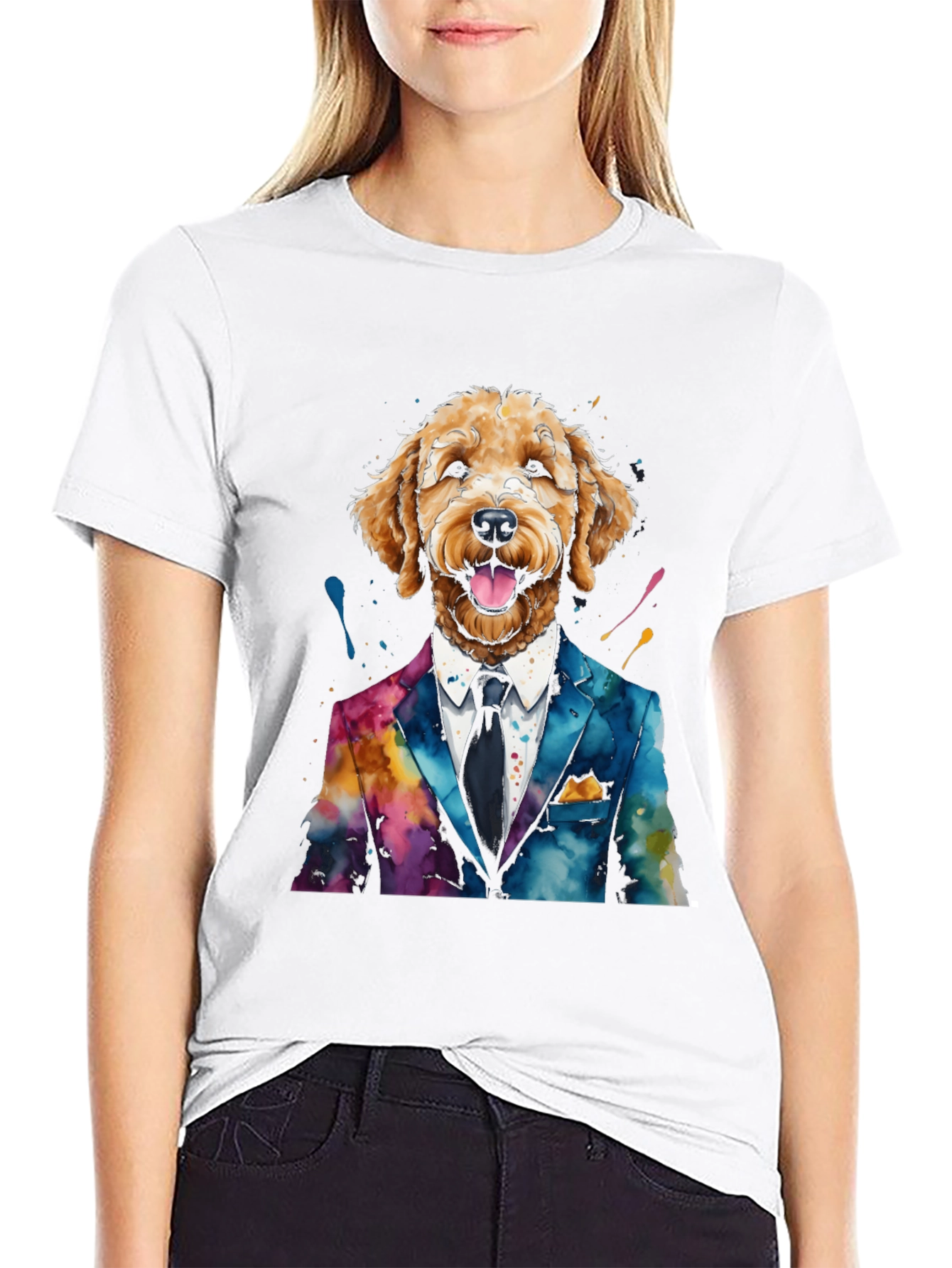 Dapper Dog Tee: Stylish Canine in Suit