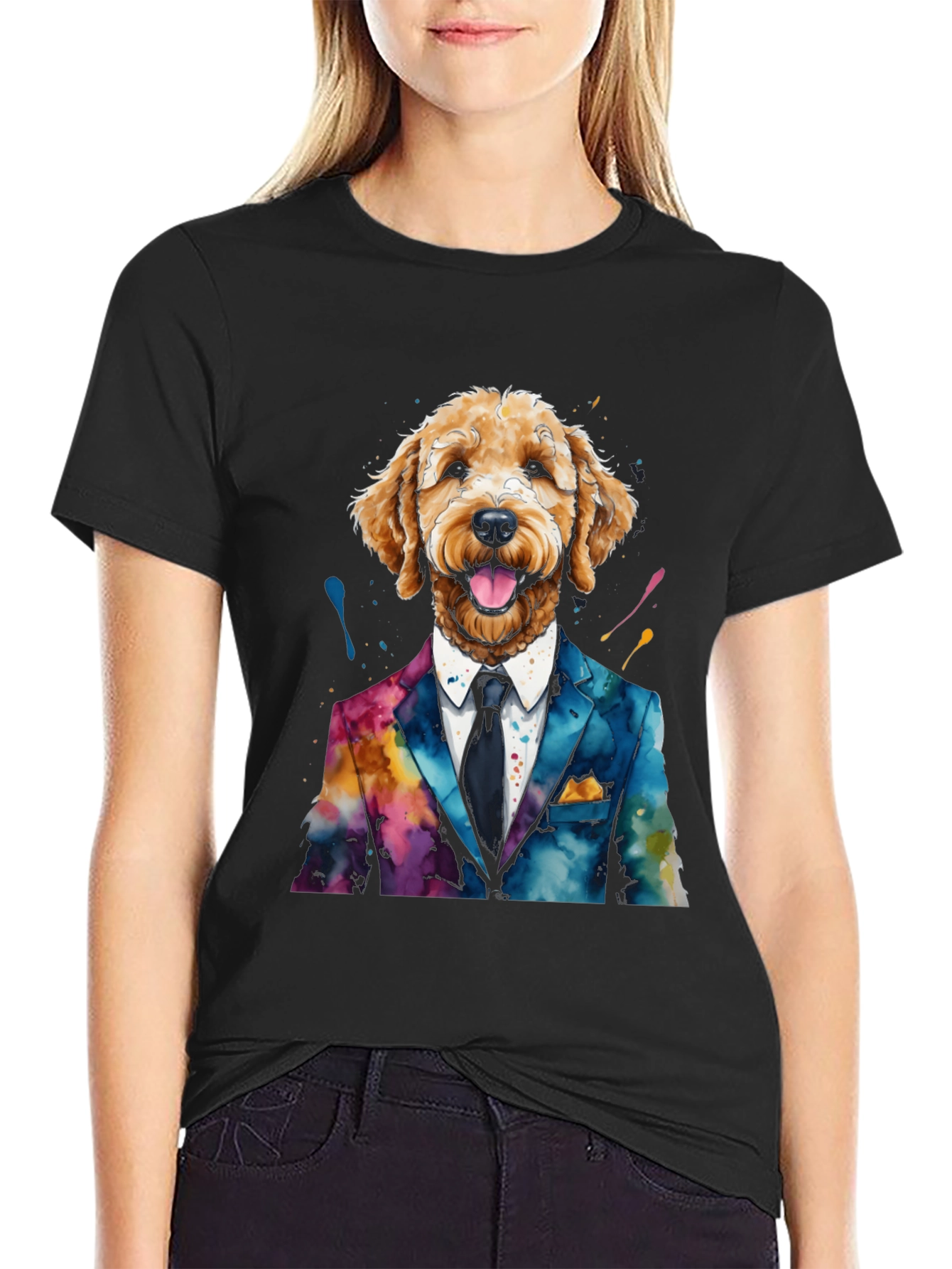 Dapper Dog Tee: Stylish Canine in Suit