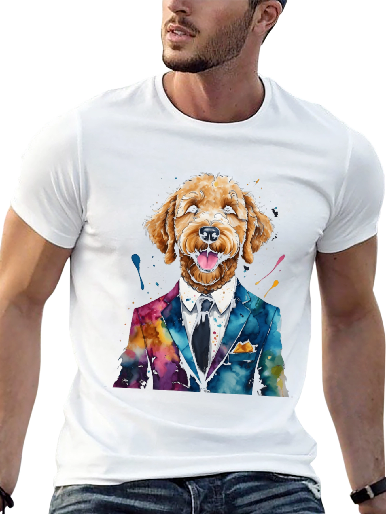 Dapper Dog Tee: Stylish Canine in Suit