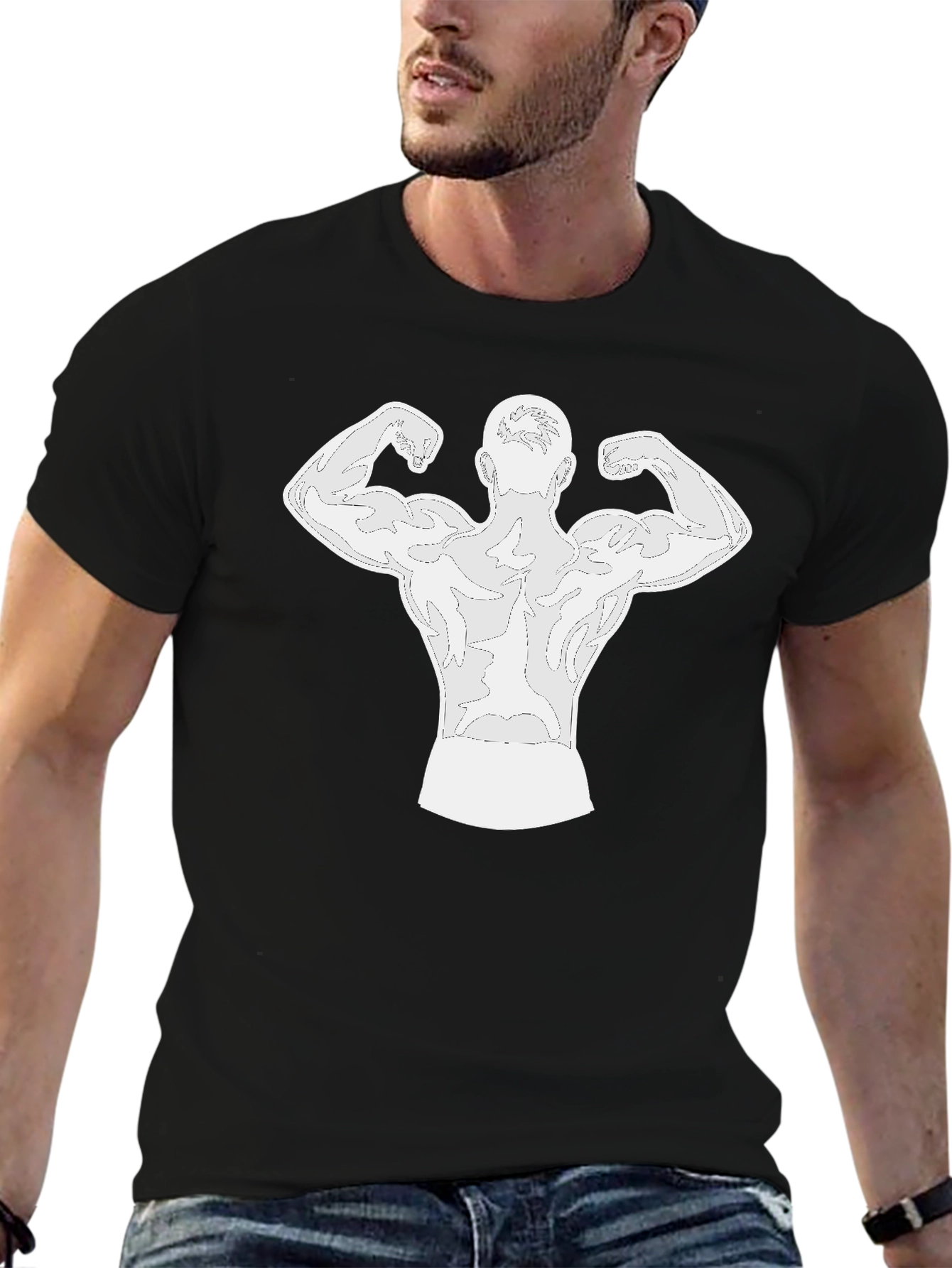 Muscle Man Back Print Graphic Tee