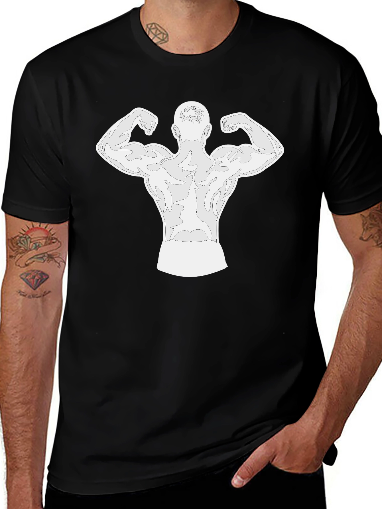 Muscle Man Back Print Graphic Tee