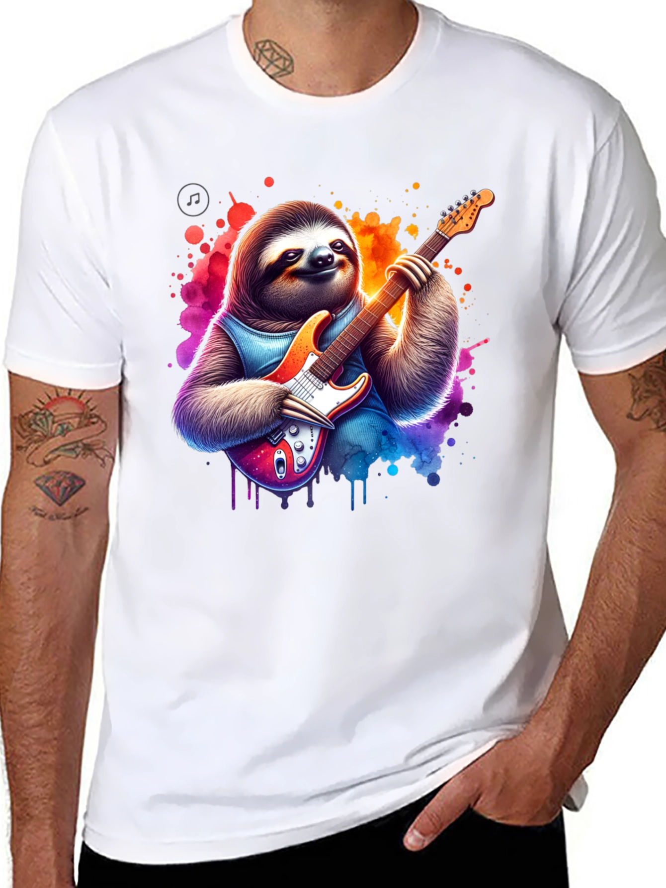 Sloth Guitarist Graphic Tee - Rock On!
